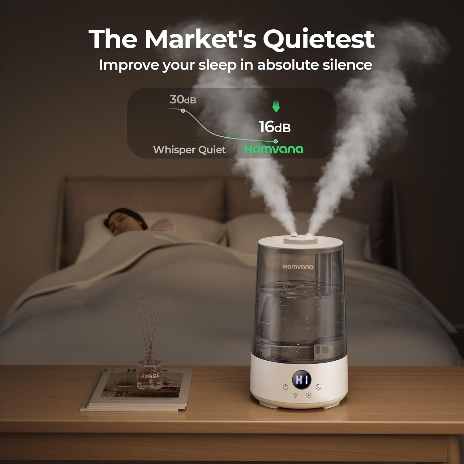 Homvana Humidifier for Bedroom, 3.6L Cool Mist Humidifiers, 360° Rotatable Mist,...