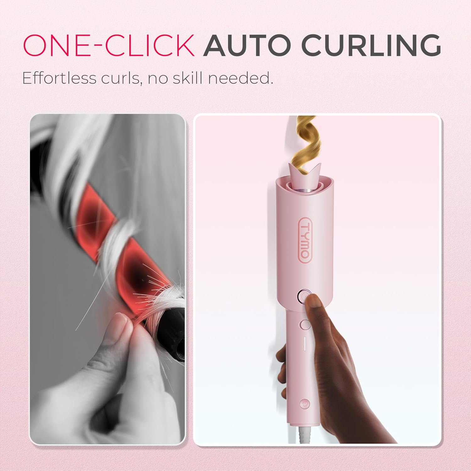TYMO Automatic Rotating Curling Iron - TYMO CURLPRO Beach Waves Curling Wand, Po...