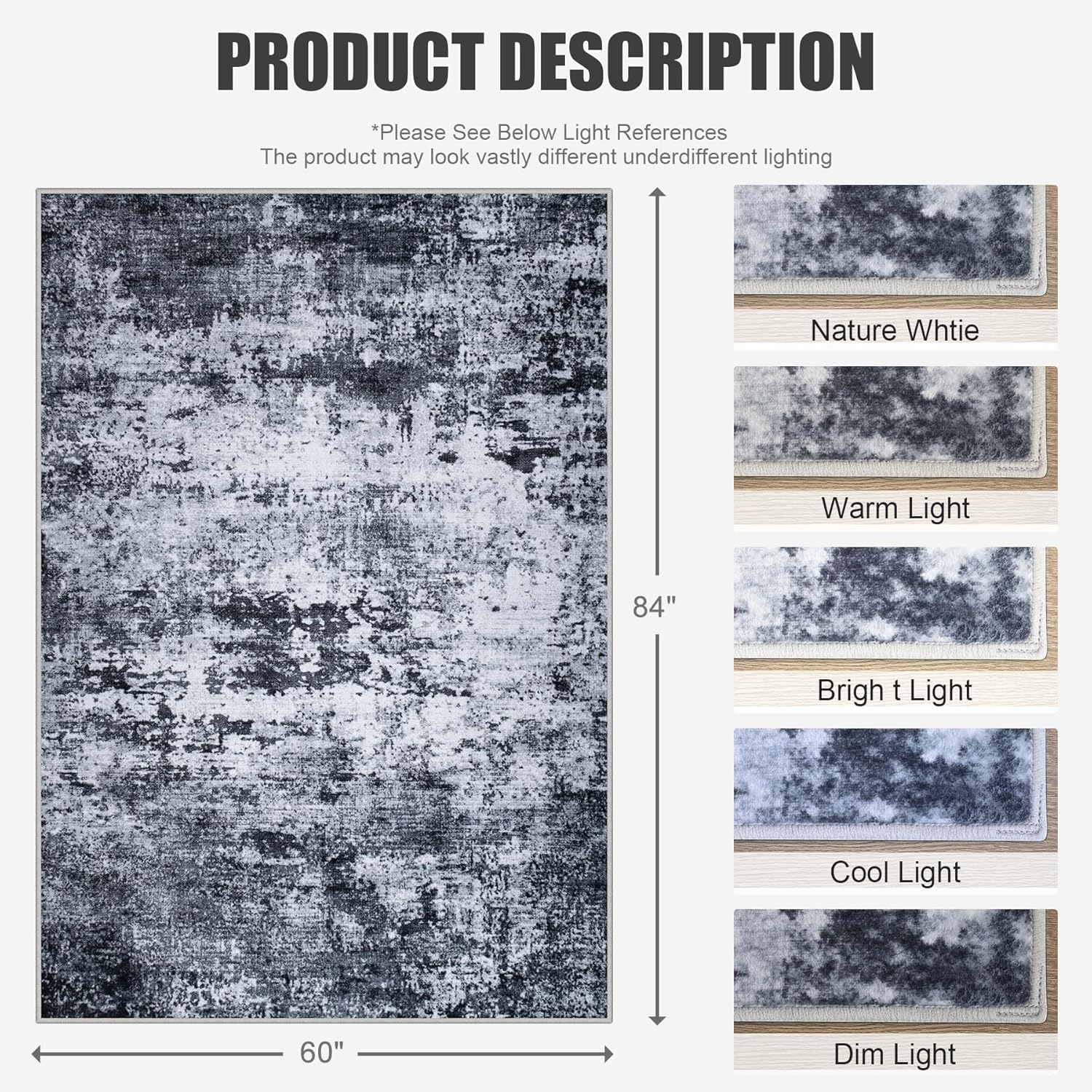 High-Quality 5x7 Area Rug, Special Washable Modern Rug for Living Room, Innovati...