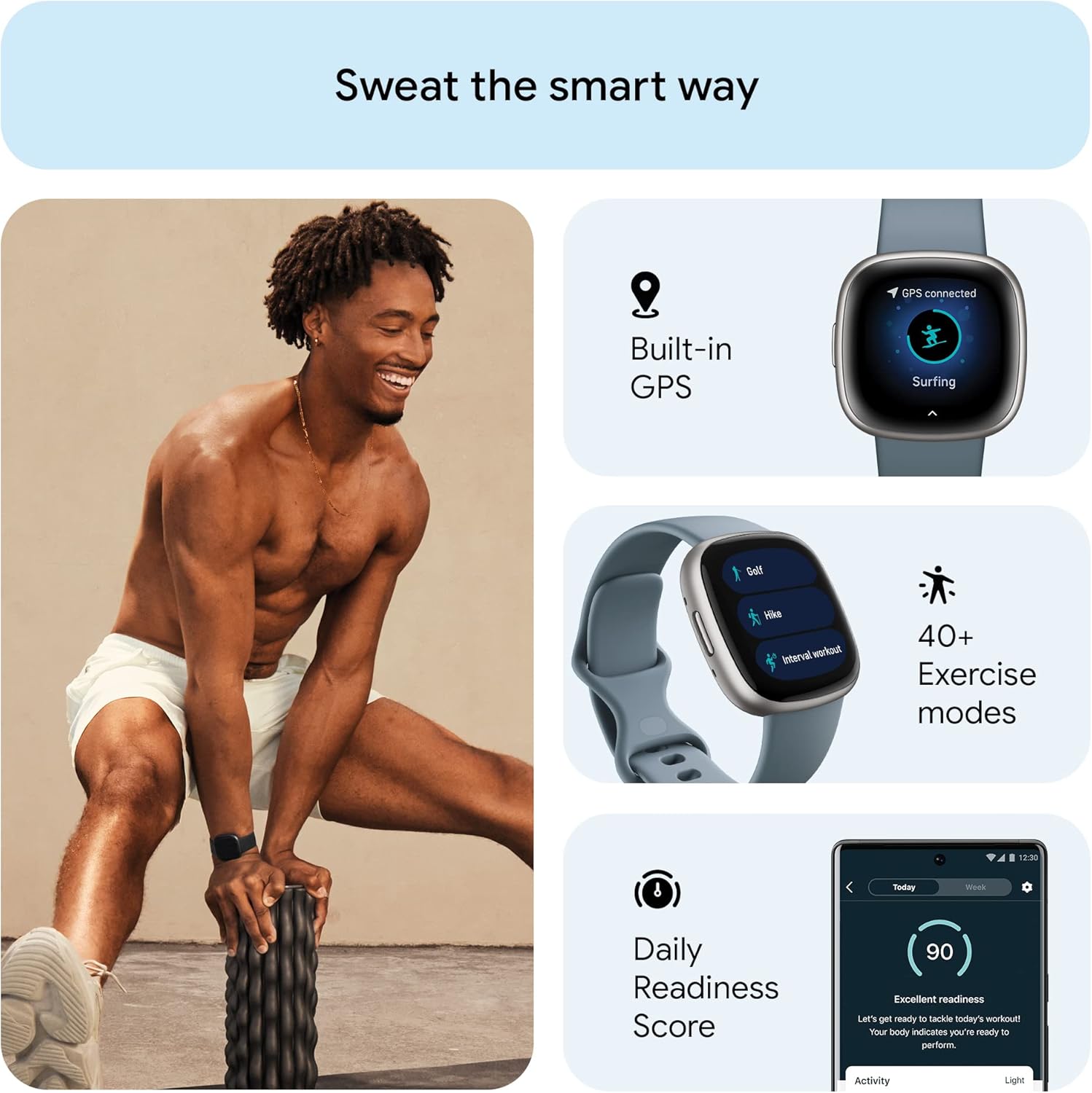 Top Fitbit Versa 4 Fitness Smartwatch, Exceptional Fitness Tracker with Daily Re...