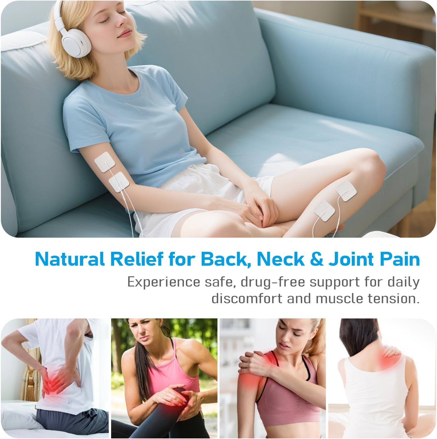 TENS Machine for Pain Relief – GHTENS Rechargeable EMS Unit with 5 Modes, 80 Pro...