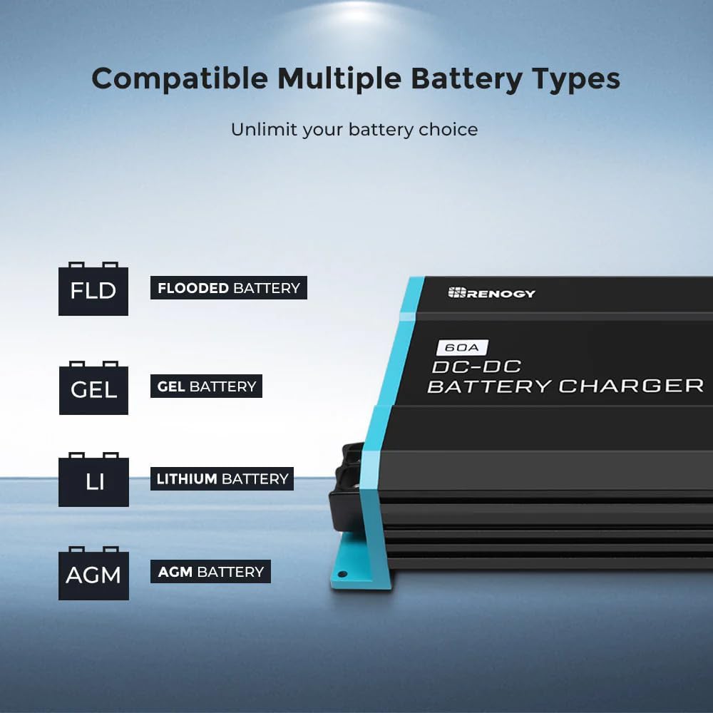 Renogy 12V 60A DC to DC On-Board Battery Charger for Flooded, Gel, AGM, and Lith...