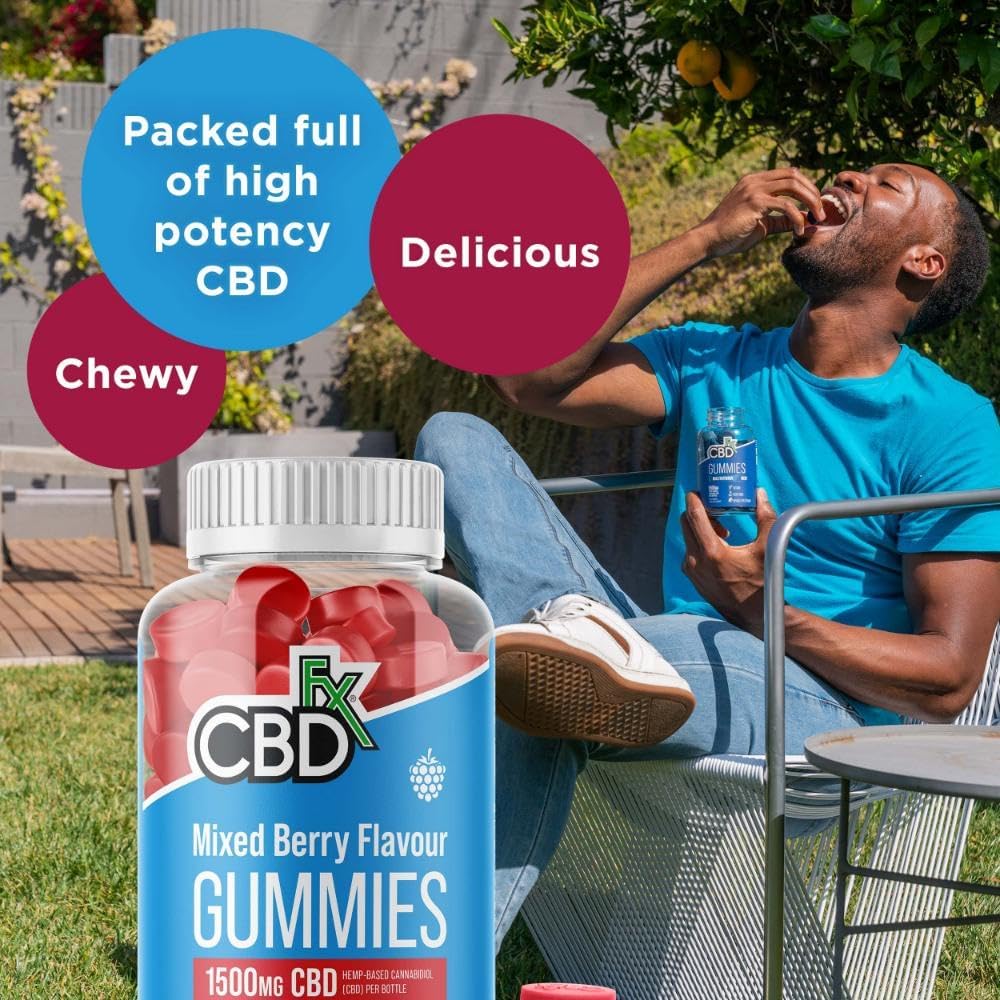 CBDfx 1500mg High Strength Mixed Berry CBD Gummies, 25mg per Gummy, Natural Slee...