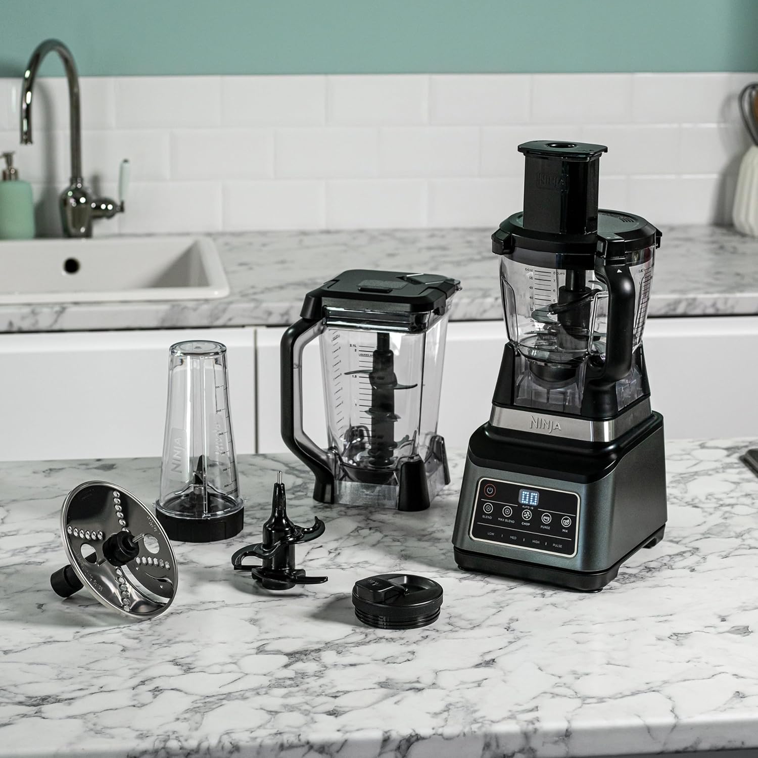 Ninja 3-in-1 Food Processor & Blender with 5 Autom...