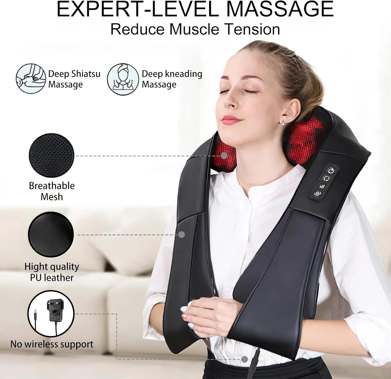 Neck Massager, Deep Tissue 3D Kneading, by iKristin, Portable, with Heat, Shiats...
