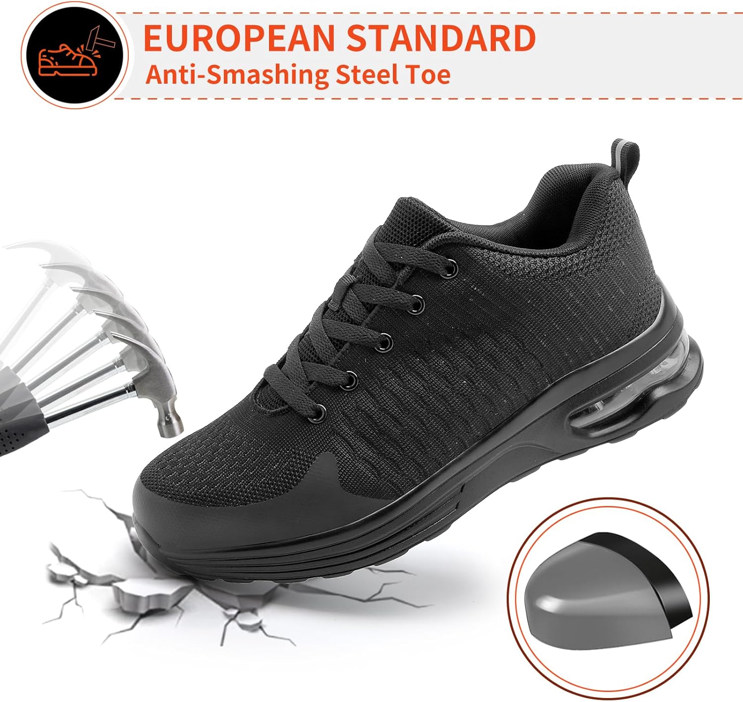 LUPWEE Safety Trainers Slip Resistant Steel Toe Cap Trainers for Men Women, Punc...