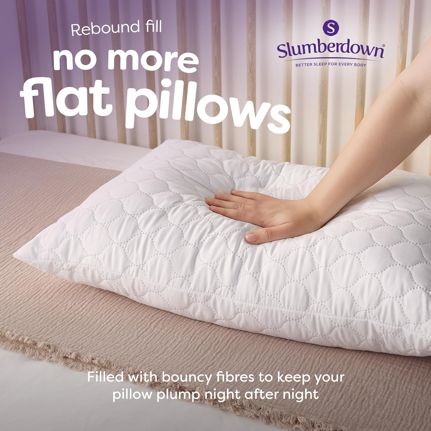 Slumberdown Pillows 2 Pack Hotel Quality – Firm, Plump Hypoallergenic Pillows fo...