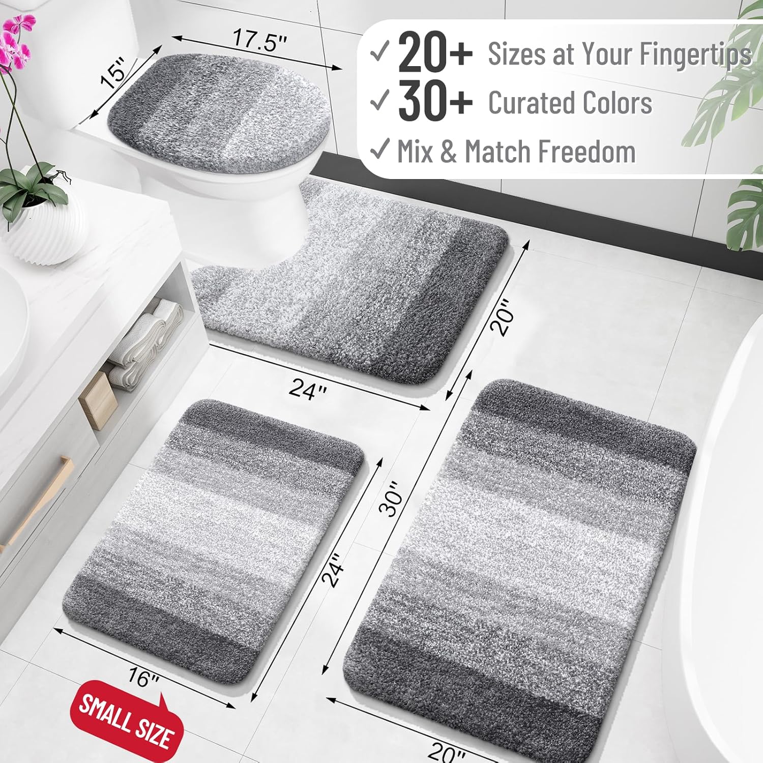 OLANLY Bathroom Rugs Mat 30x20, Extra Soft Absorbent Microfiber Bath Rugs, Rubbe...
