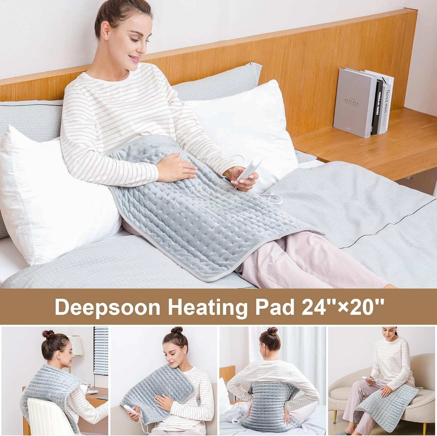 Deepsoon Heating Pad, Special Electric Heating Pad for Back&Neck, Innovative Moi...