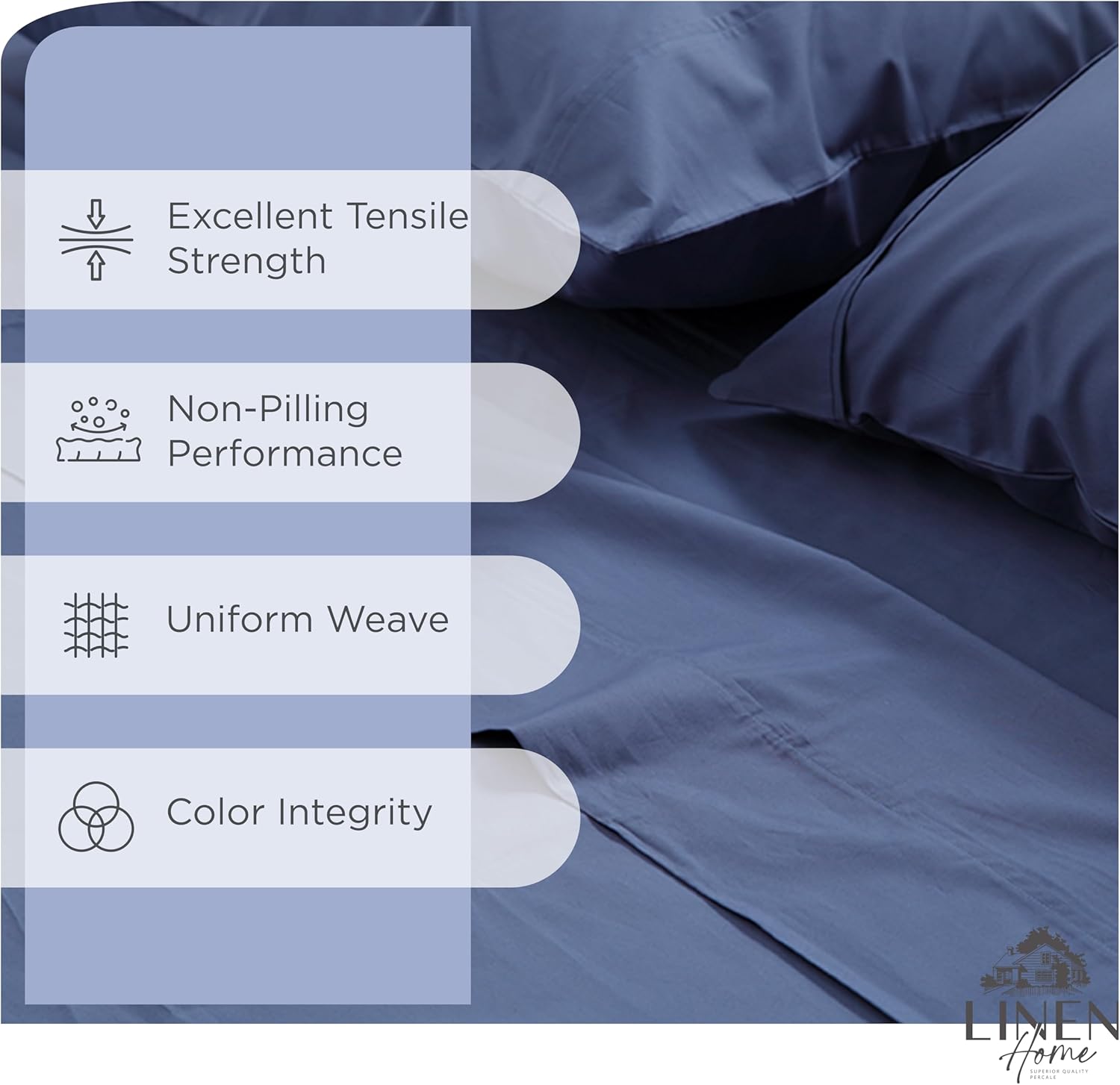 Premium Linen Home 100% Cotton Percale Sheets, Special Deep Pocket Sheets in Ful...