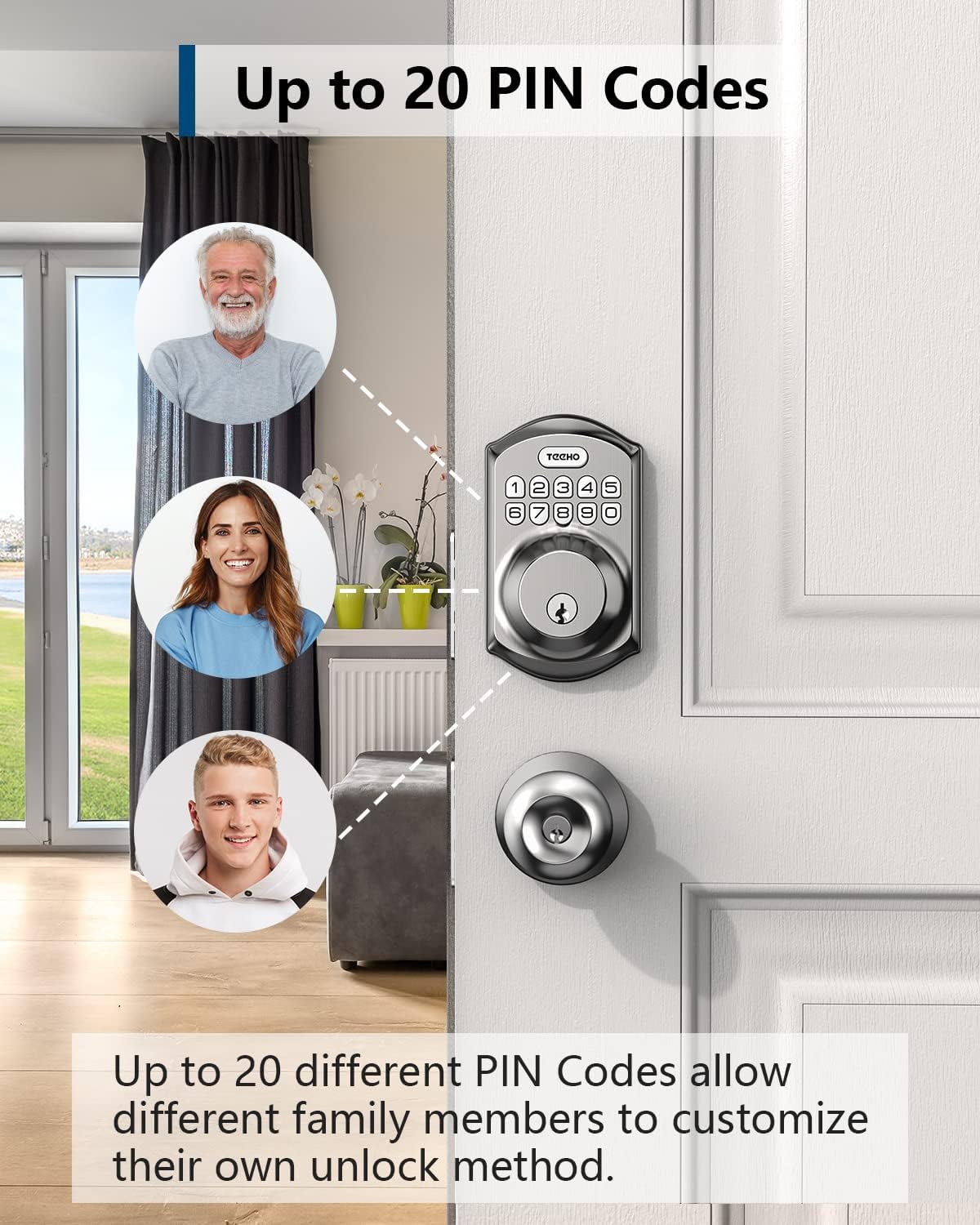TEEHO TE001 Keyless Entry Door Lock with Keypad - Smart Deadbolt Lock for Front...