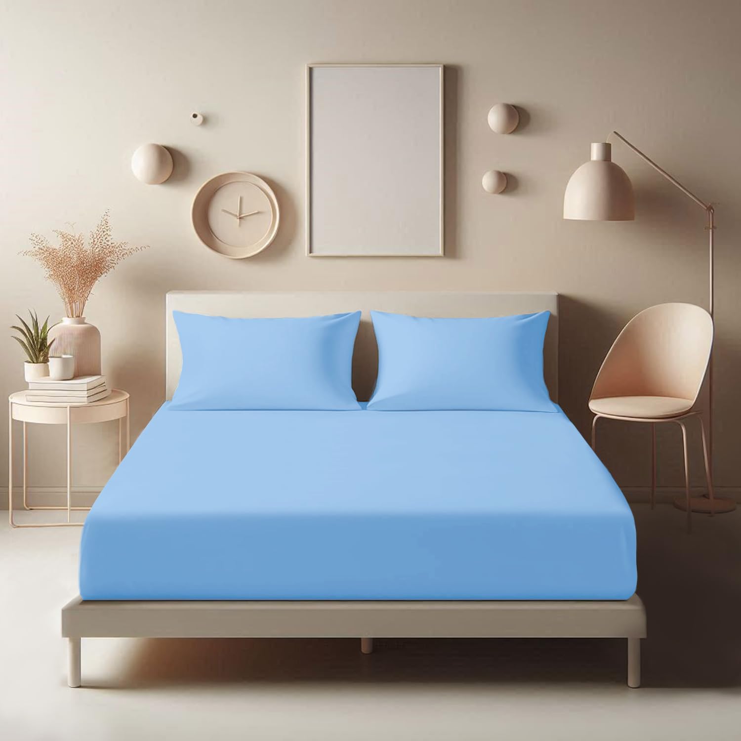 High-Quality Aspire Homeware Double Fitted Sheet, Premium Bed Sheets for 25 cm D...