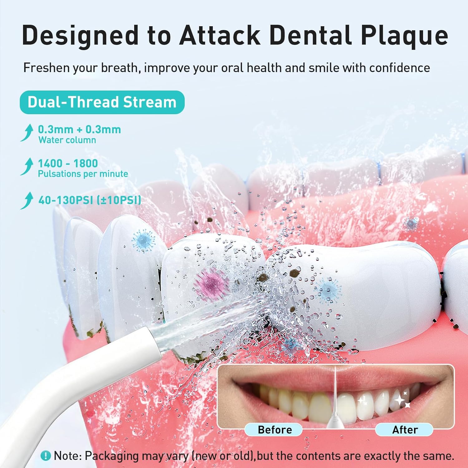 COSLUS Water Dental Flosser Teeth Pick C20: Portable Cordless Oral Irrigator 300...