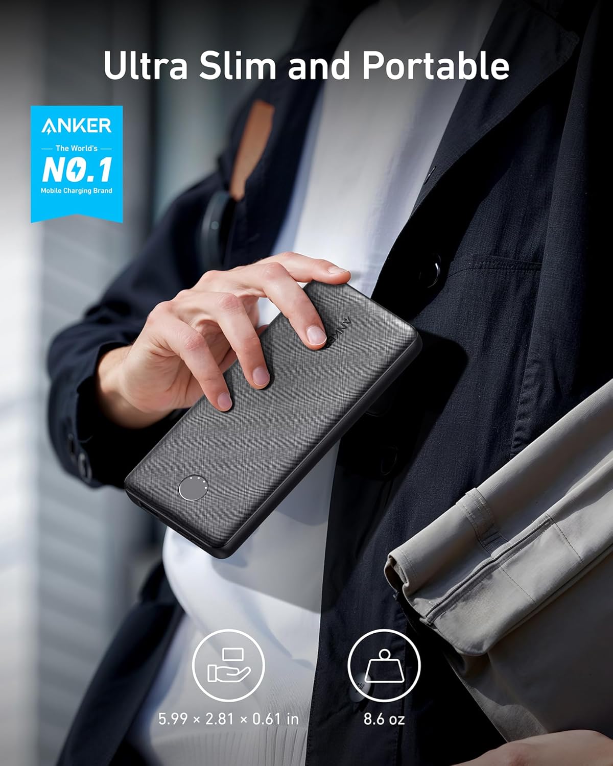 Anker Power Bank, Compact Portable Charger (PowerCore 10K) 10,000mAh Battery Pac...