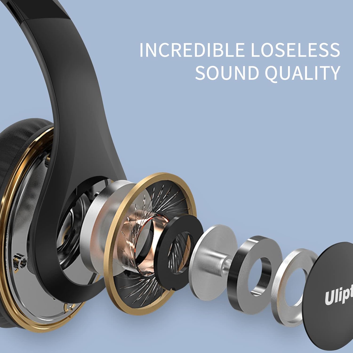 Uliptz Wireless Headphones Over Ear, 65 Hrs Playtime Bluetooth Headphones, 6 EQ...
