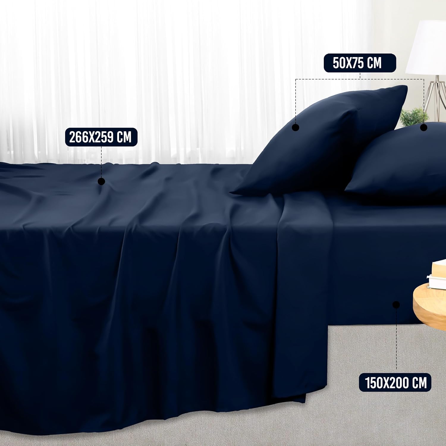 Utopia Bedding Bed Sheet Set King, Navy Blue, 4 Piece – Fitted Sheet, Flat Sheet...