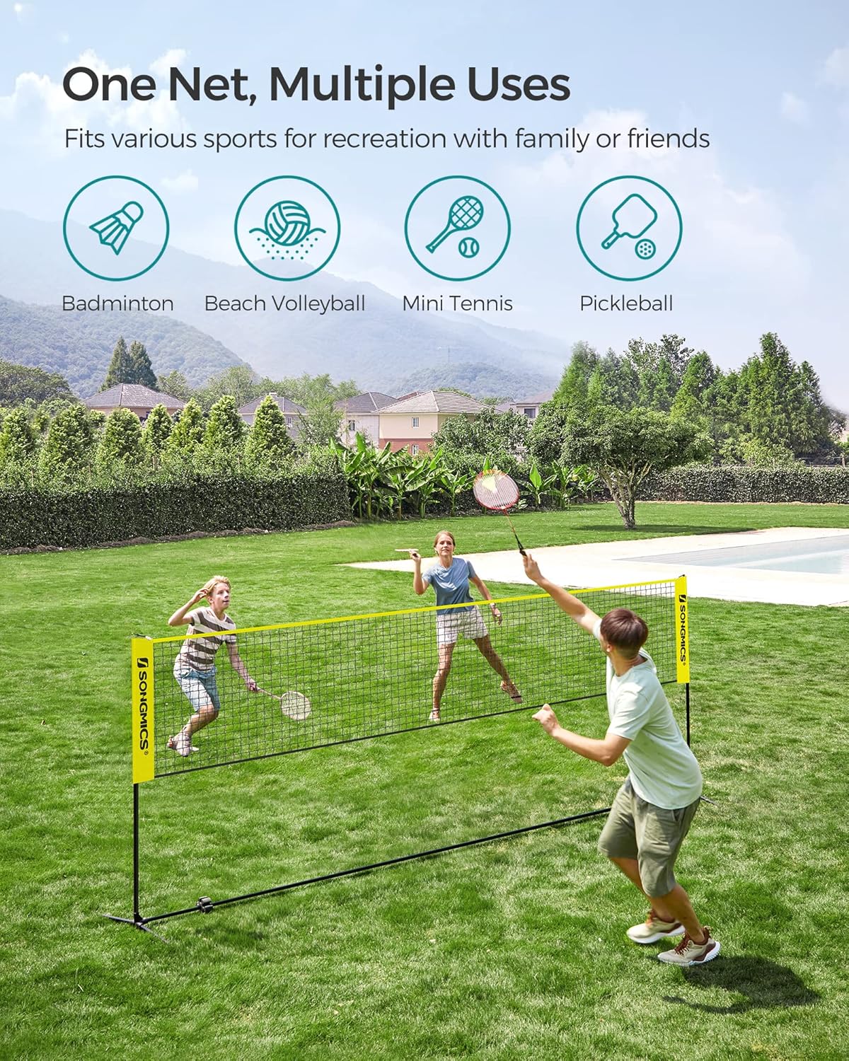 High-Quality SONGMICS Badminton and Volleyball Net...