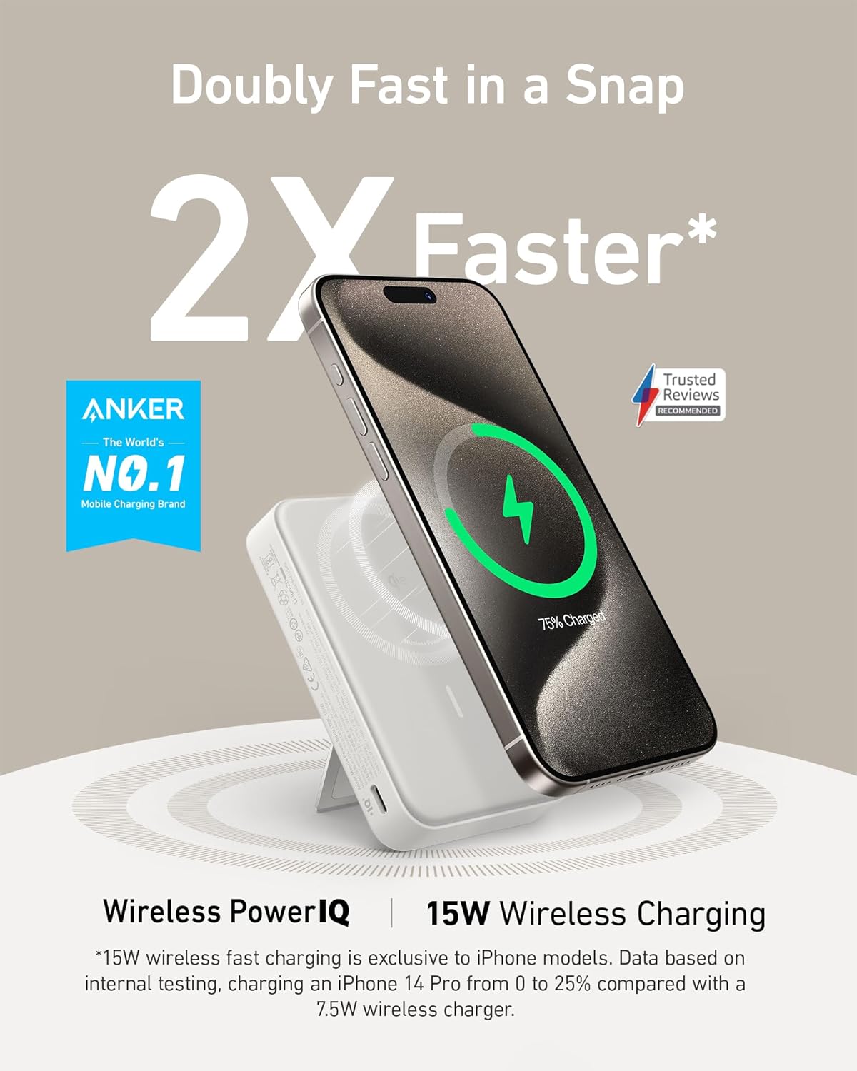 High-Performance Anker MagGo Power Bank, Premium Portable Charger with Qi2 Certi...