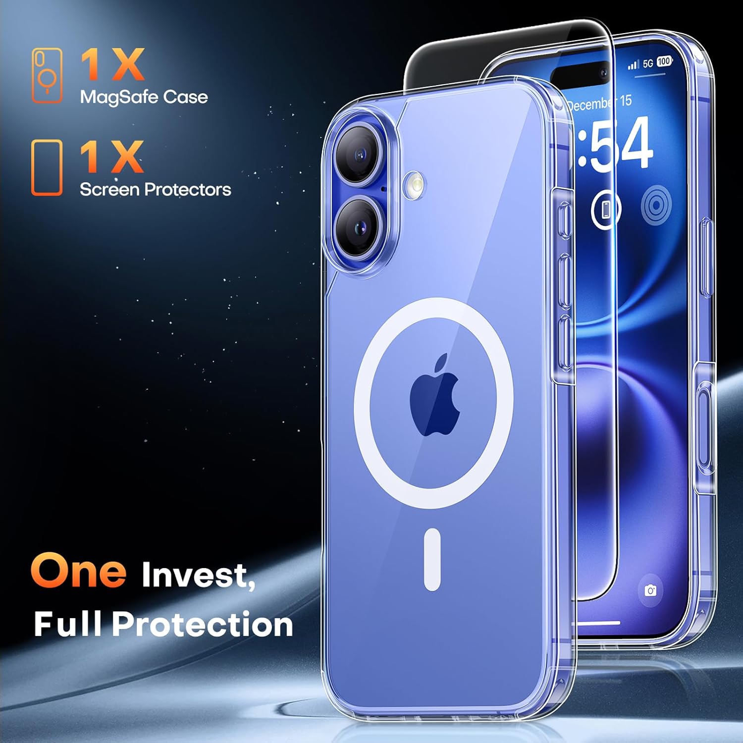TAURI Magnetic for iPhone 16 Case with HD Screen Protector [Compatible with MagS...
