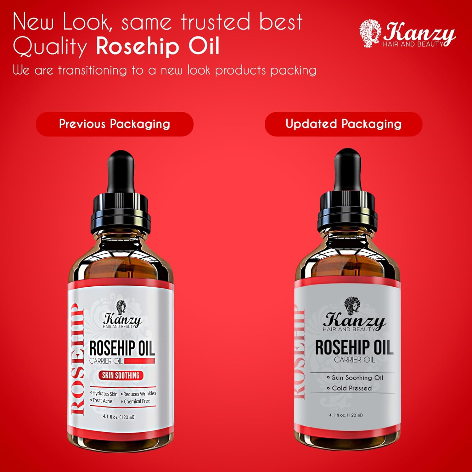 Kanzy Rosehip Oil for Face 120ml Rosehip Oil Cold Pressed Rose Hip Oil for Face...
