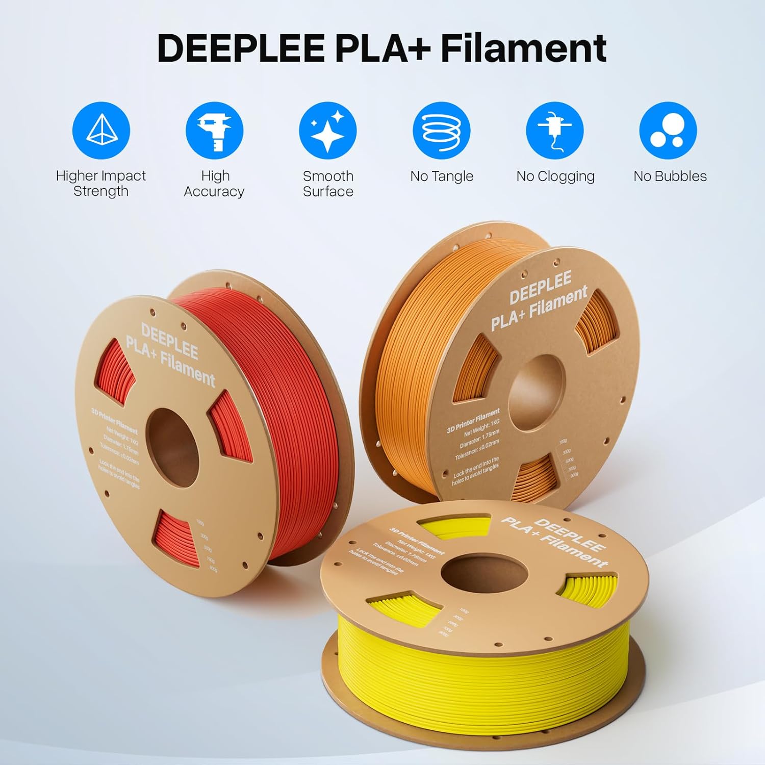 DEEPLEE PLA Plus 1.75mm Filament Pink 2kg, PLA+ 3D Printer Filament with Dimensi...