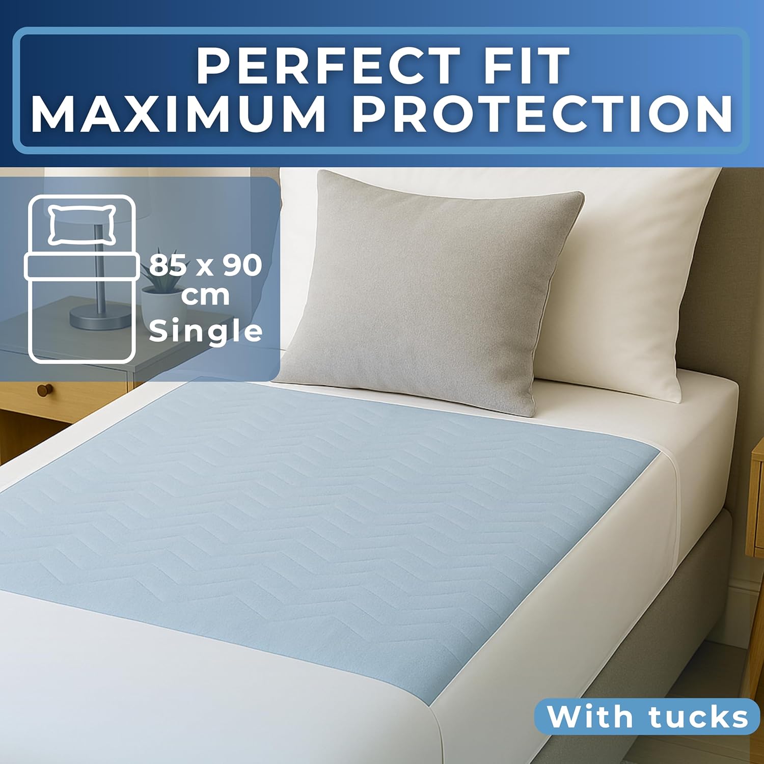2 x Easy Care Solutions | Washable Bed Pad Protector | with Tucks/Flaps | 85 cm...