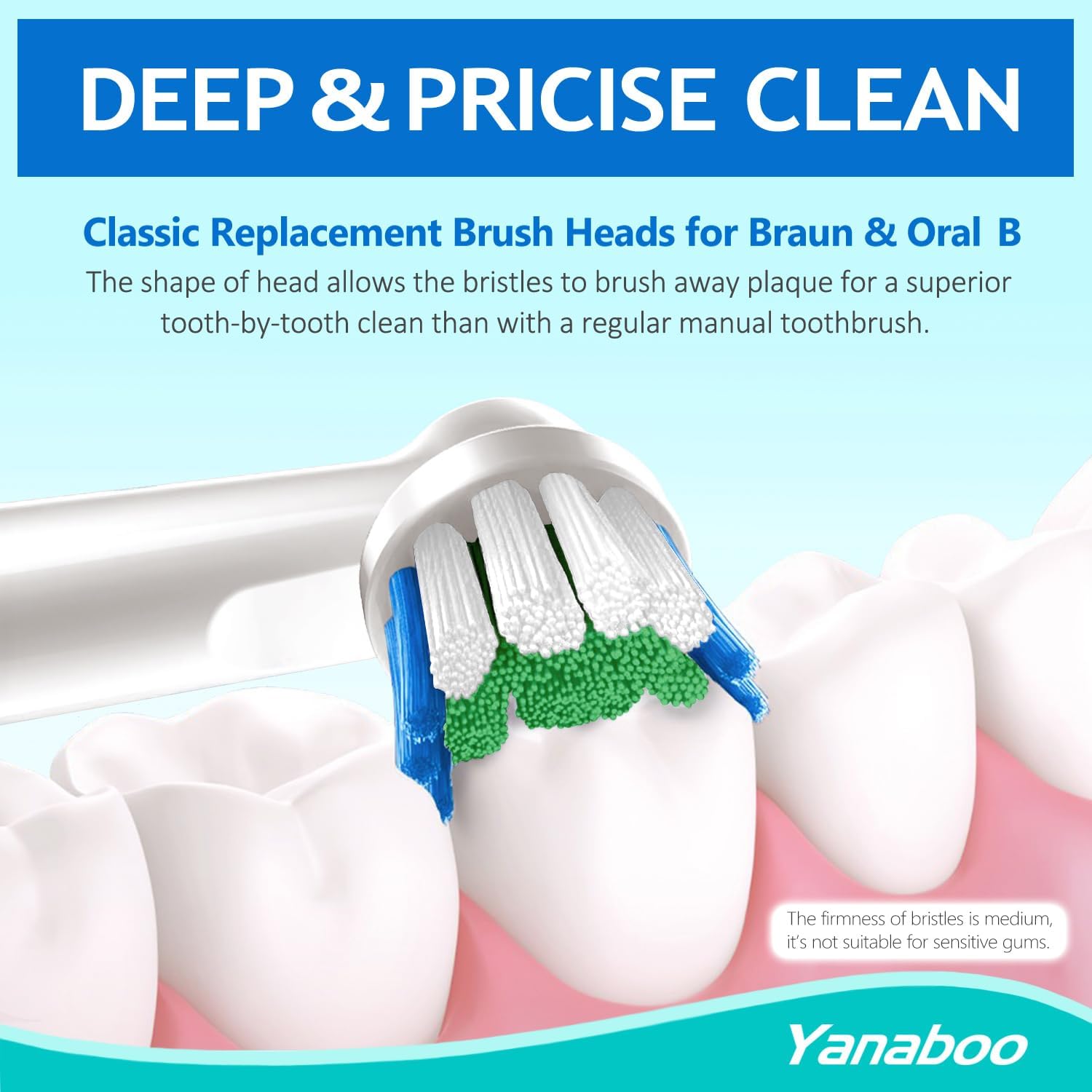 Oral B Compatible Toothbrush Head, Yanaboo Replacement Brush Heads for Most Brau...
