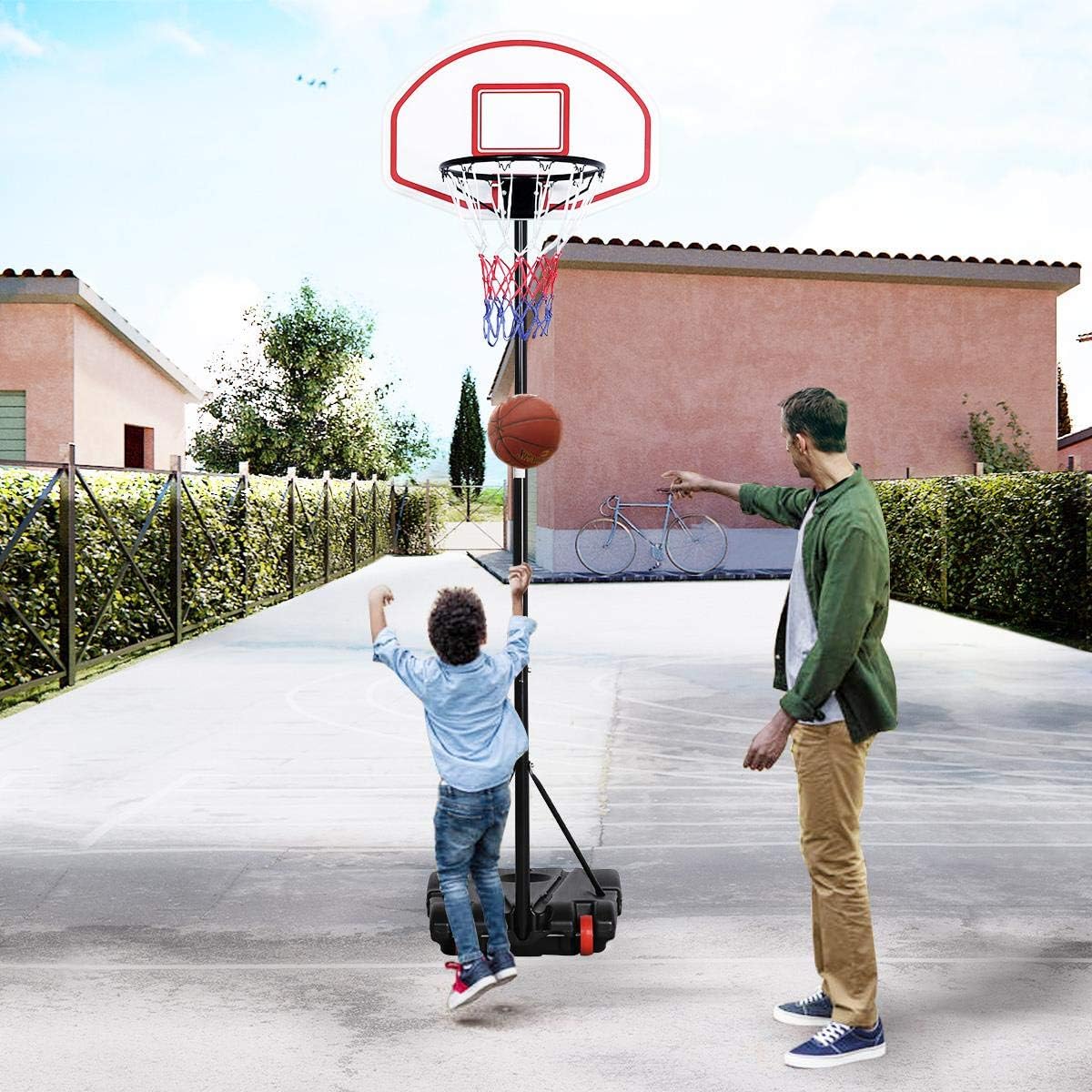 Yaheetech Portable Basketball Hoop System Adjustable Height 1.59-2.14M on Wheels...