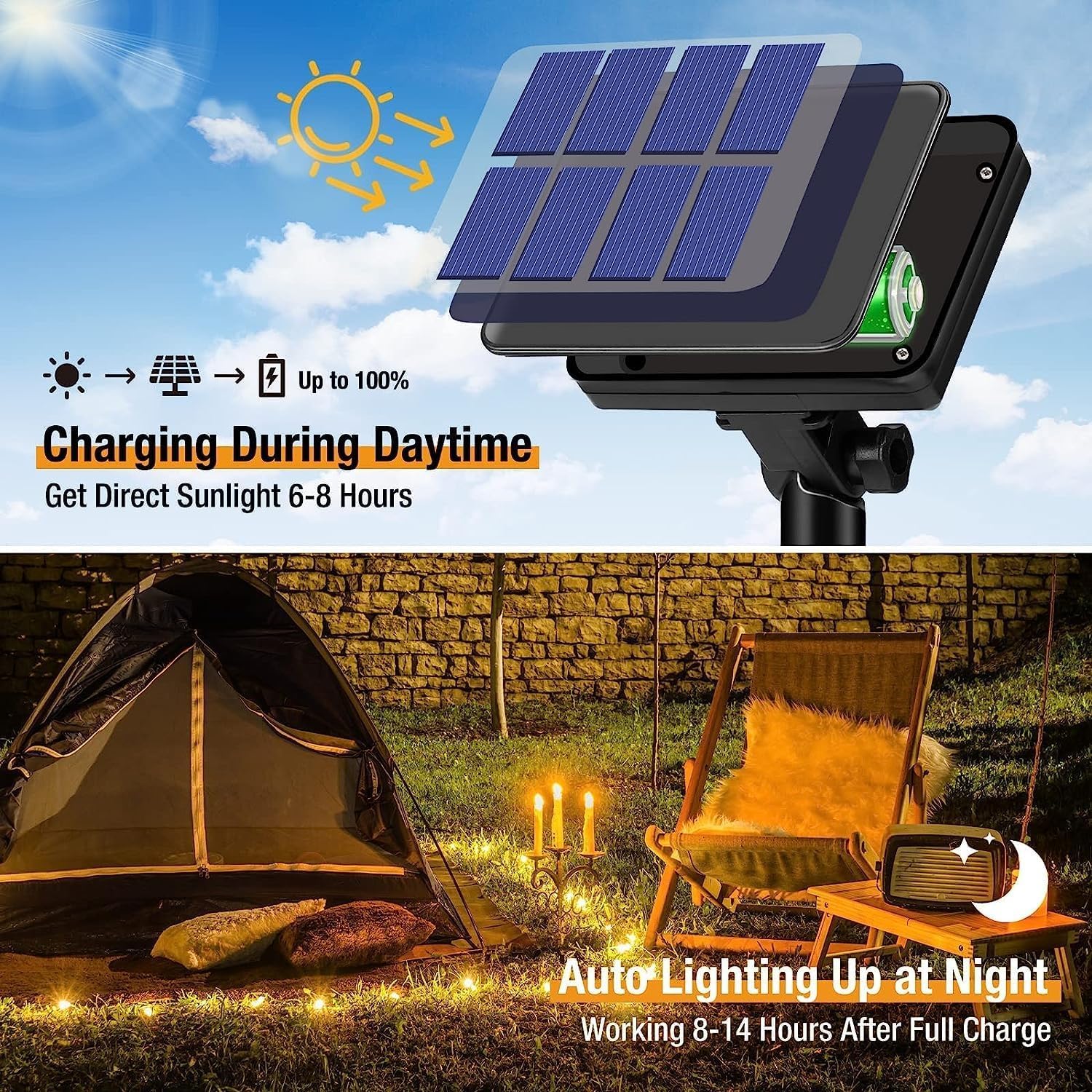 btfarm 2 Pack Solar String Lights Outdoor Garden Waterproof, Total 16M/53FT 160...