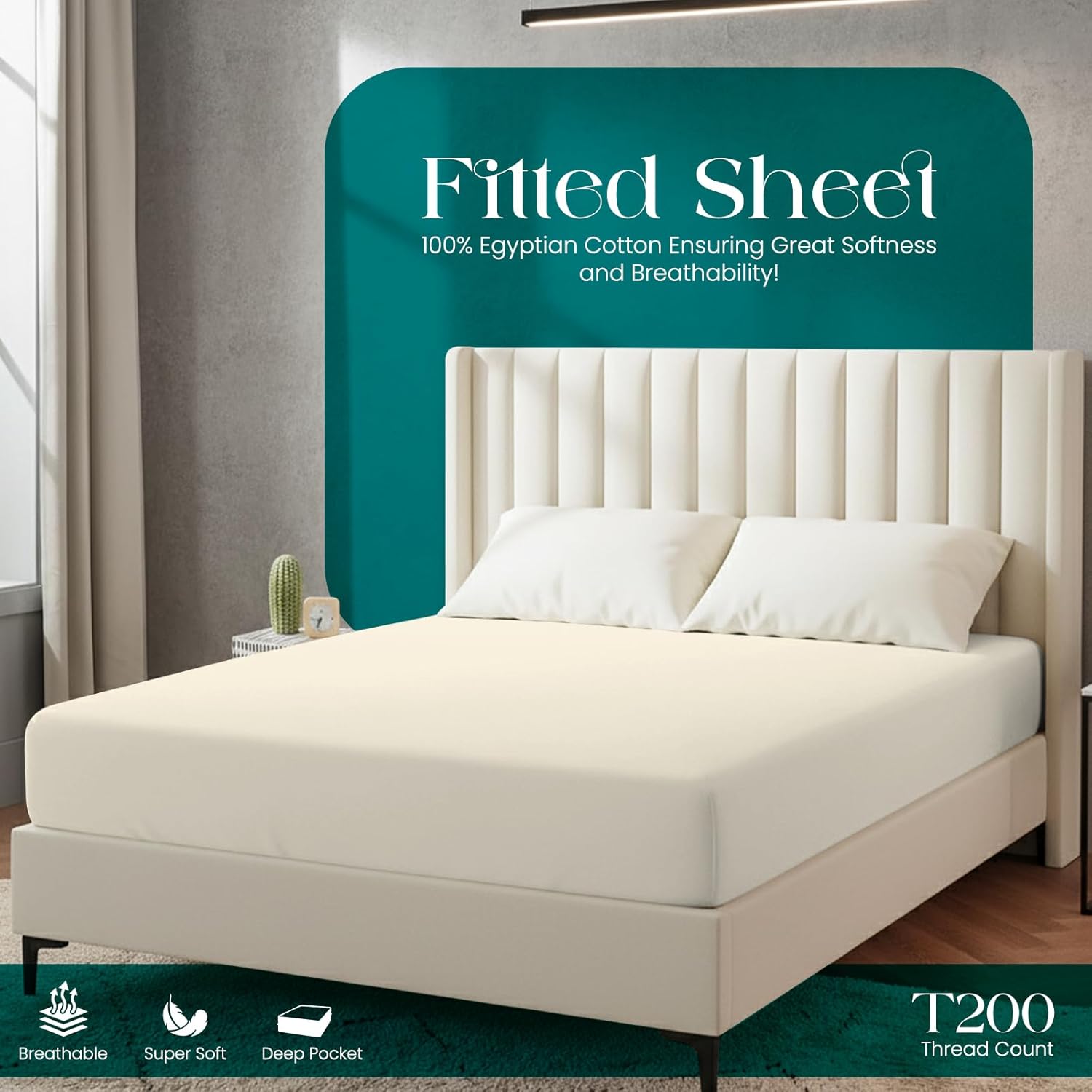 Linens World Egyptian Cotton Fitted Sheets, Special Breathable Anti Wrinkle Shee...