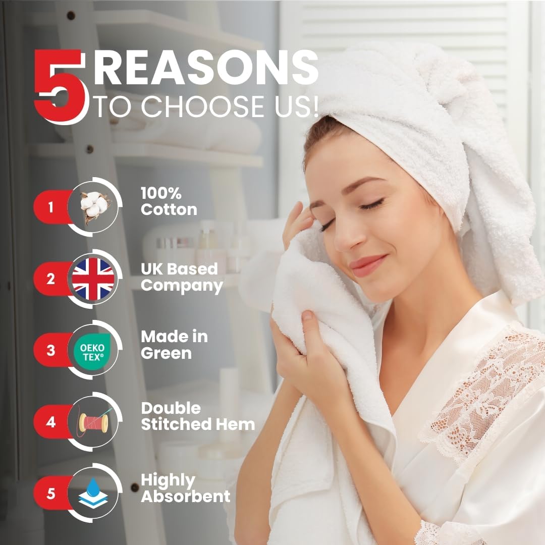 Infinitee Xclusives Premium White Cotton Hand Towels 6-Pack (40 x 72 cm) – 100%...