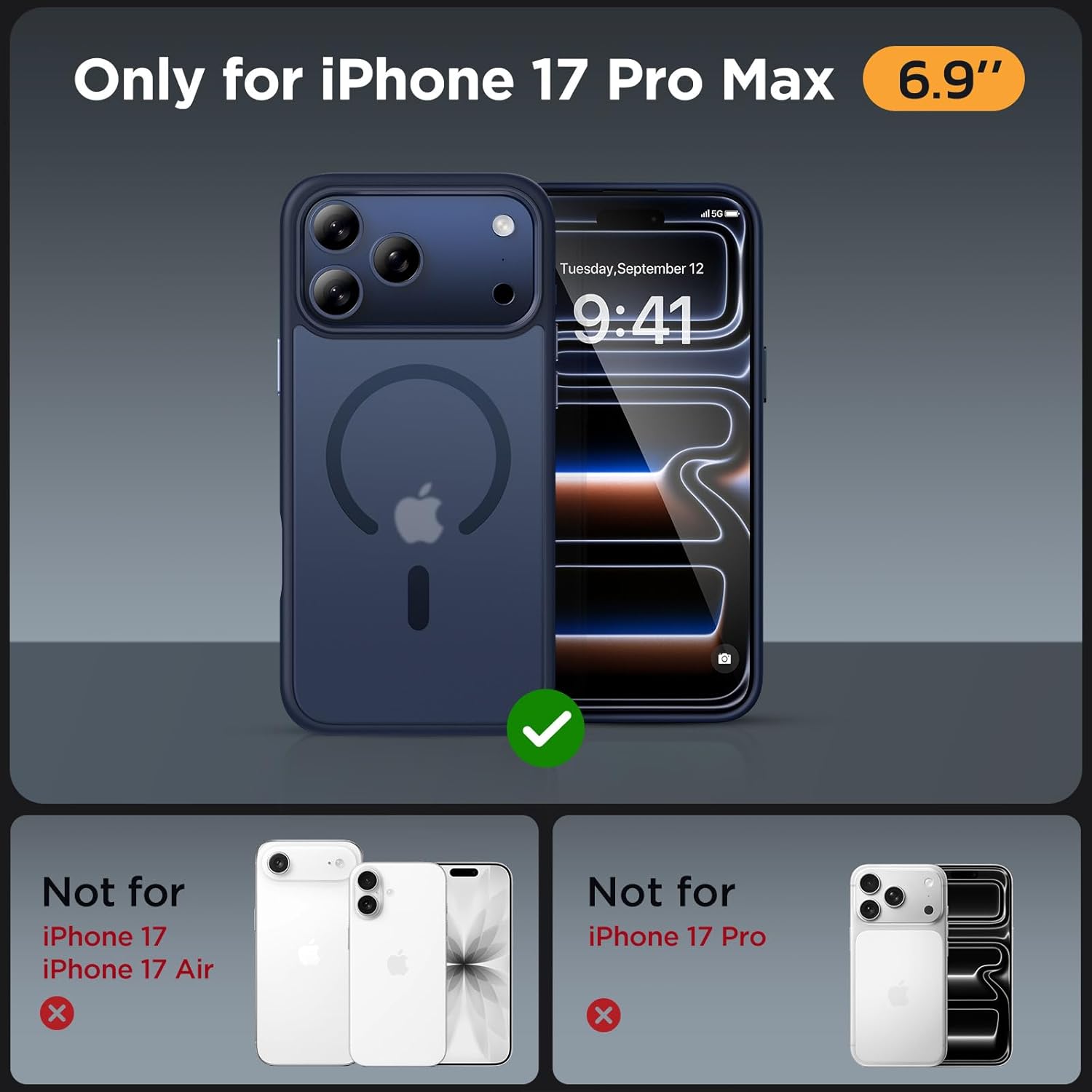 Miracase for iPhone 17 Pro Max Case with MagSafe [with 9H+Screen Protector] Mili...
