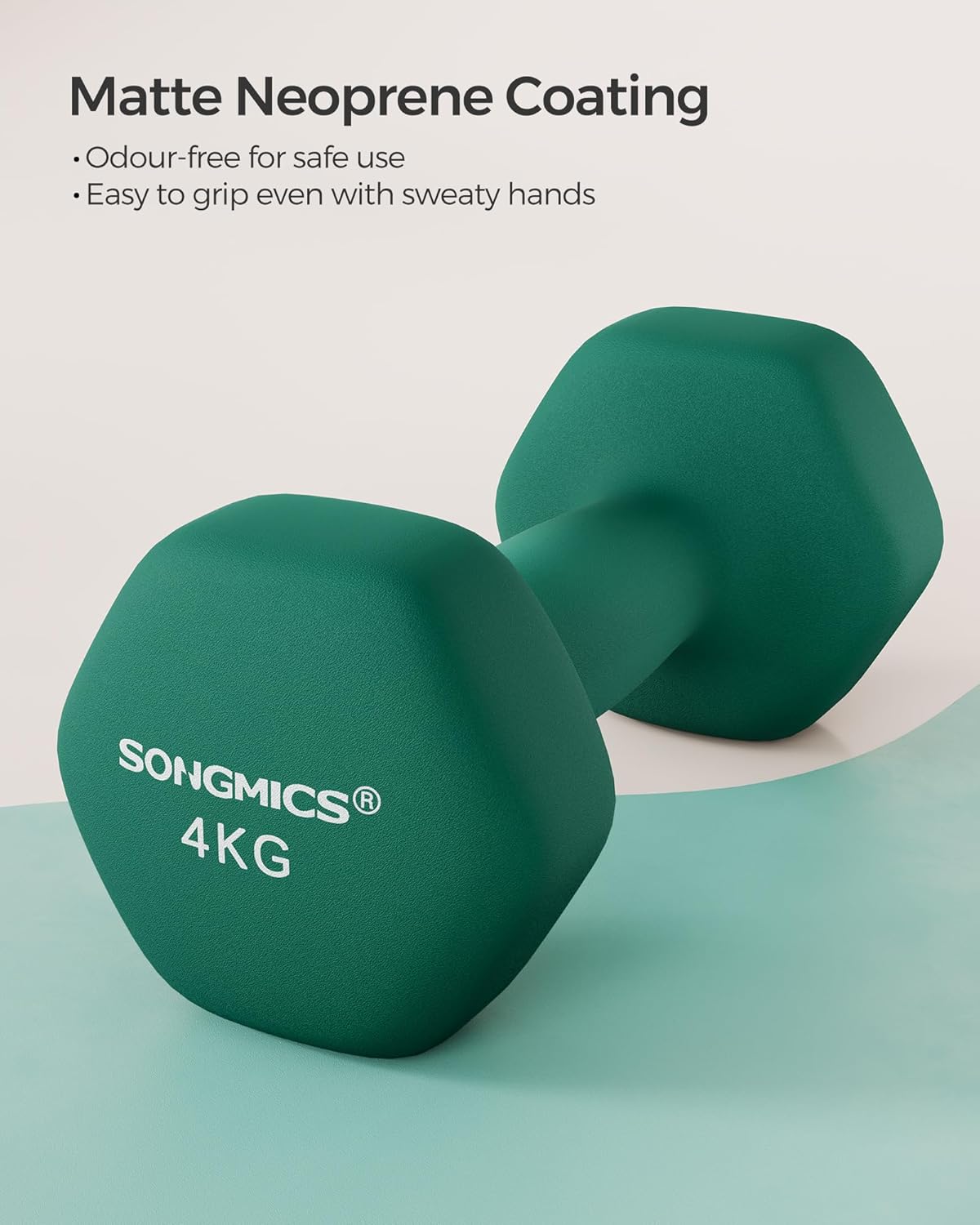 SONGMICS Dumbbells Set of 2 Dumbbells Hexagon Neoprene Coating Strength Training...