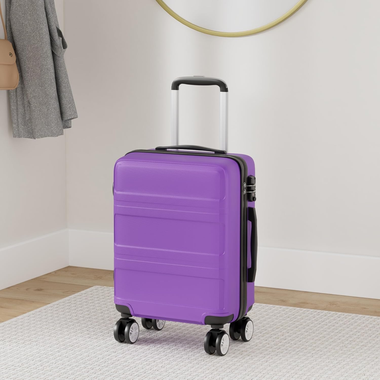 Kono Suitcase Lightweight ABS+PC Hard Shell Hand Luggage Travel Trolley Case wit...