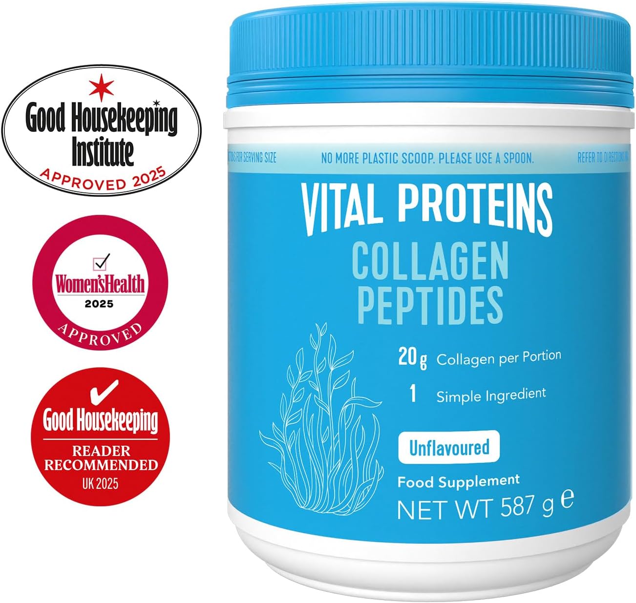 Vital Proteins Collagen Peptides Powder Supplement (Type I, III), Unflavoured Hy...