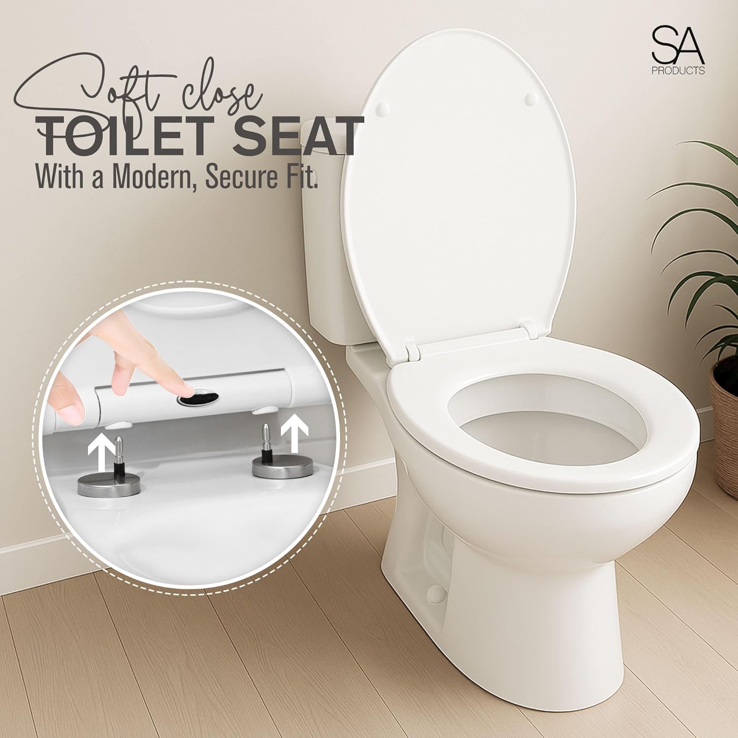 SA Products Oval Quick Release Toilet Seat – Soft Close Toilet Seat with Quick R...