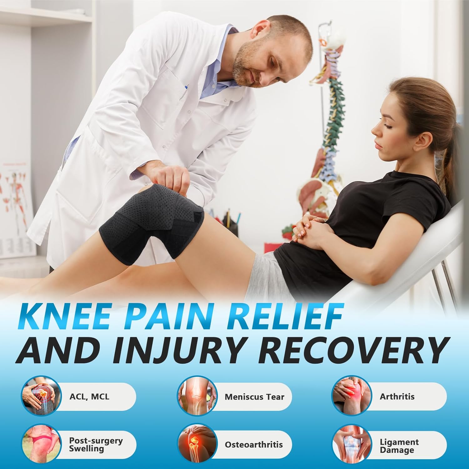 Special Lusenone Knee Support, Adjustable Knee Brace with Side Stabilizers, Inno...