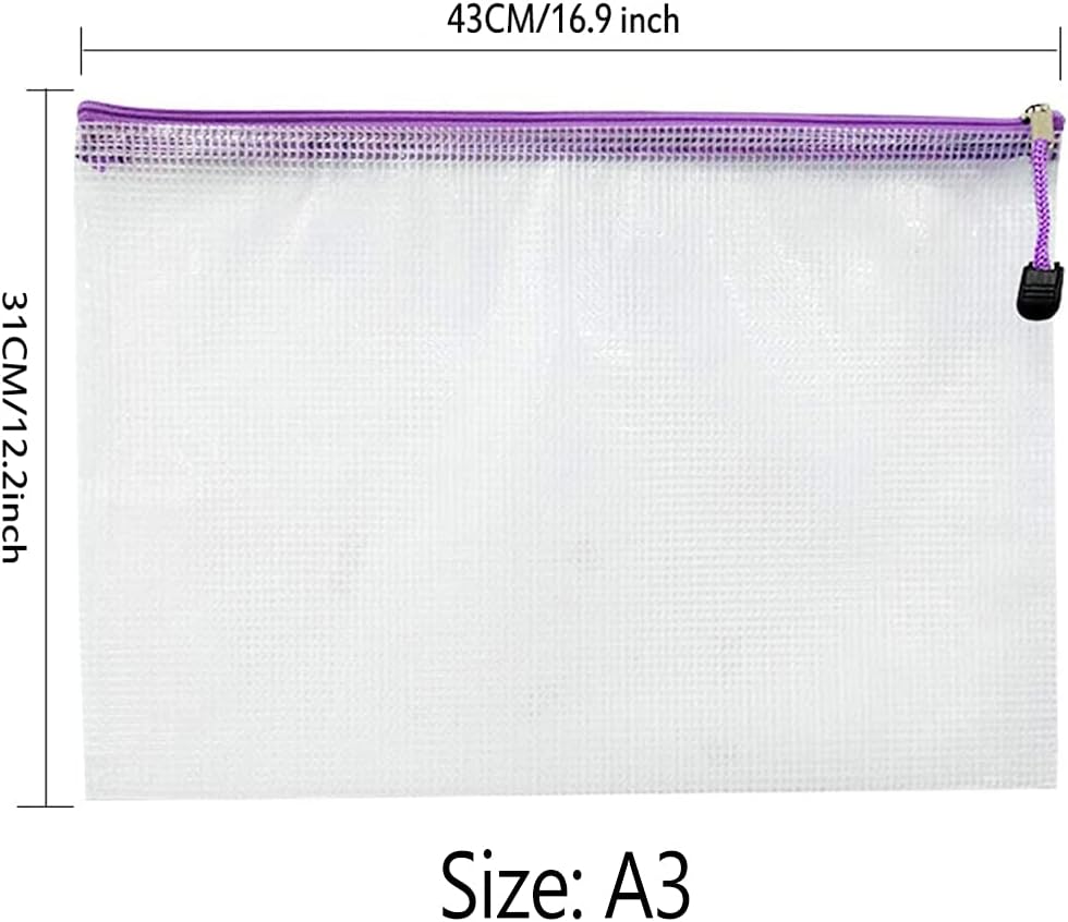 A3 Zip Wallets Plastic Wallet A3 Document Folder Zipper Bags Large Ziplock Bag M...