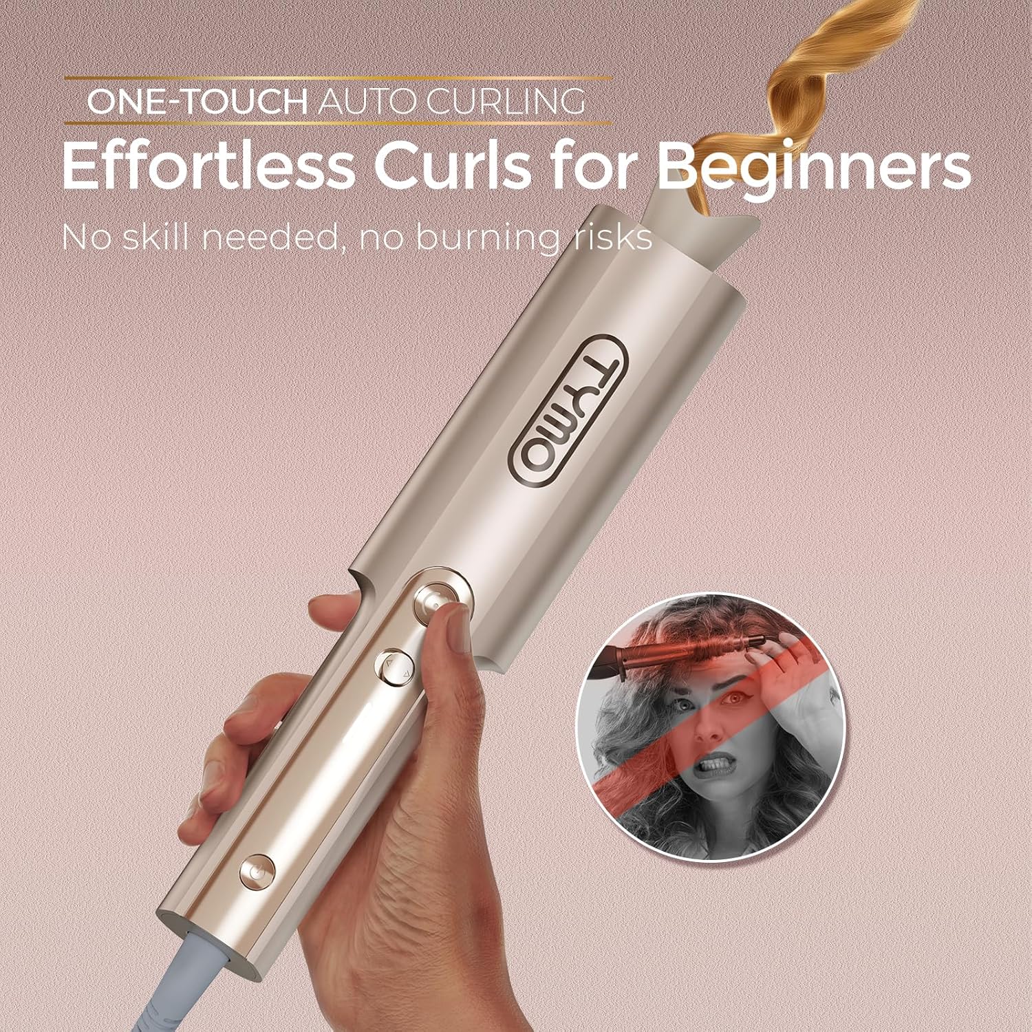 TYMO CurlPro Plus Hair Curler Automatic Rotating - Long Barrel Curling Wand for...