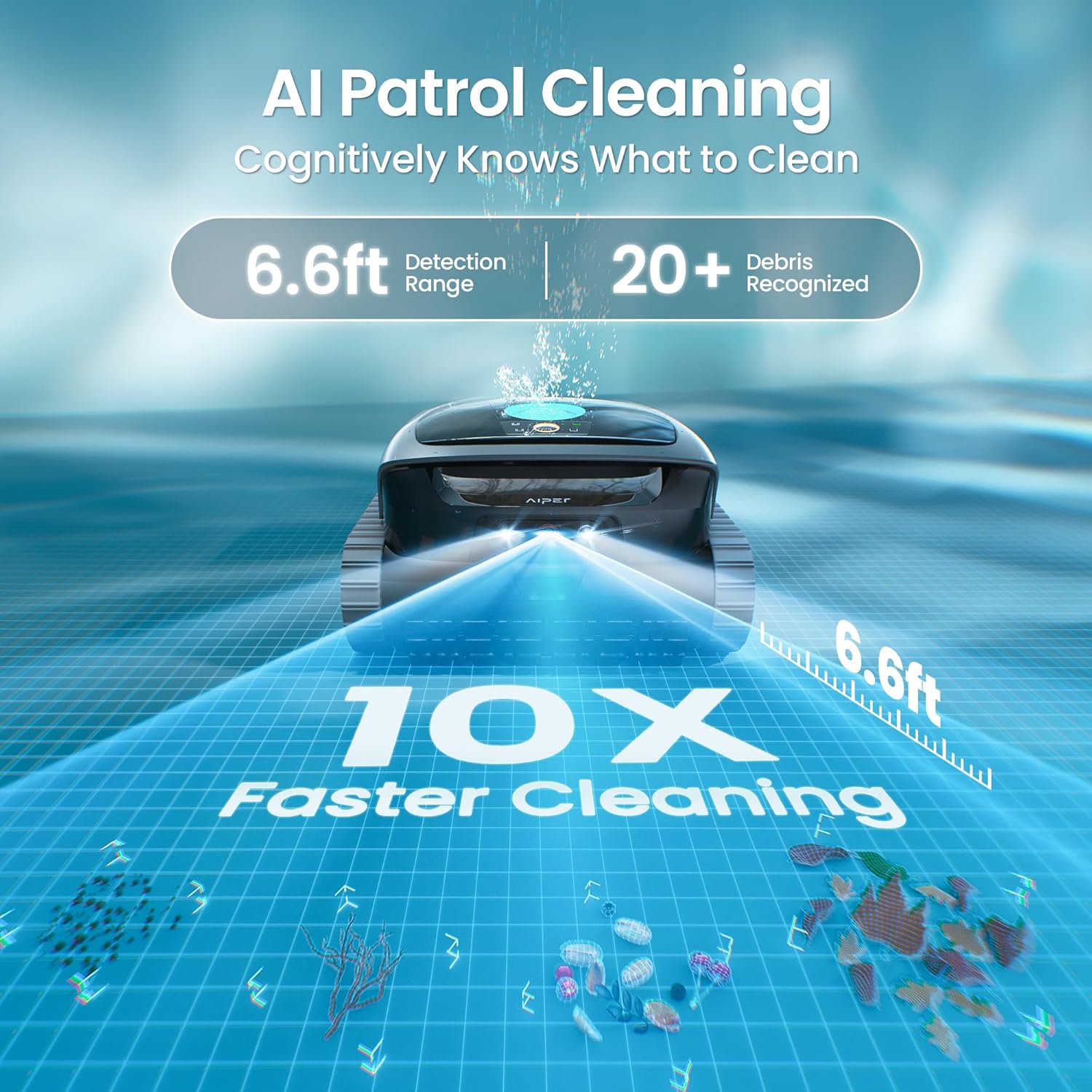 AIPER Scuba V3 AI Vision Cordless Robotic Pool Cleaner, 10x Faster Pool Cleaning...