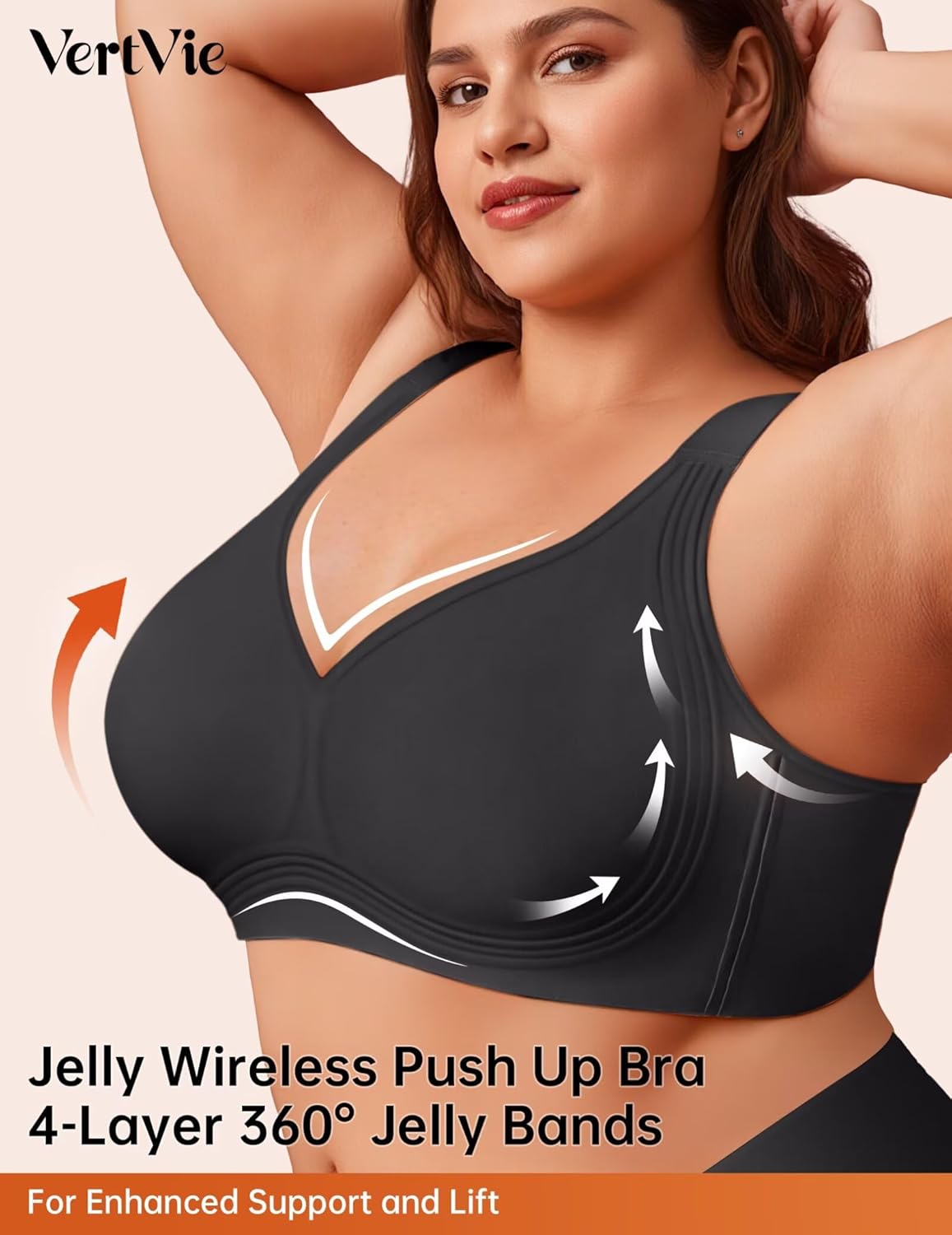 Vertvie Jelly Bras, Unique Plus Size Minimizer Bra, Special Soft Wireless Push U...