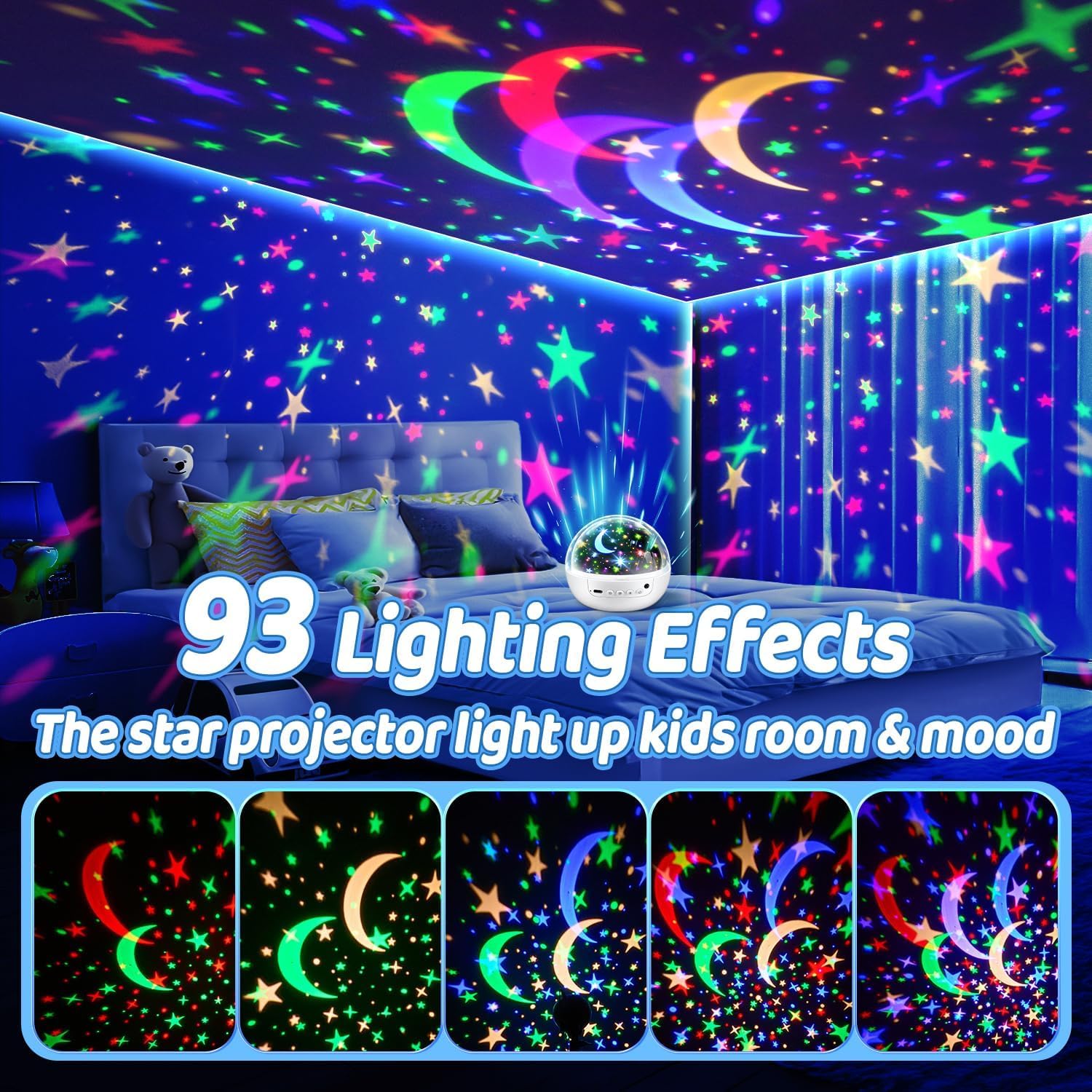 Sensory Toys Baby Toys,93 Lighting Mode Sensory Lights,Dimmable+Timer+Remote Sta...