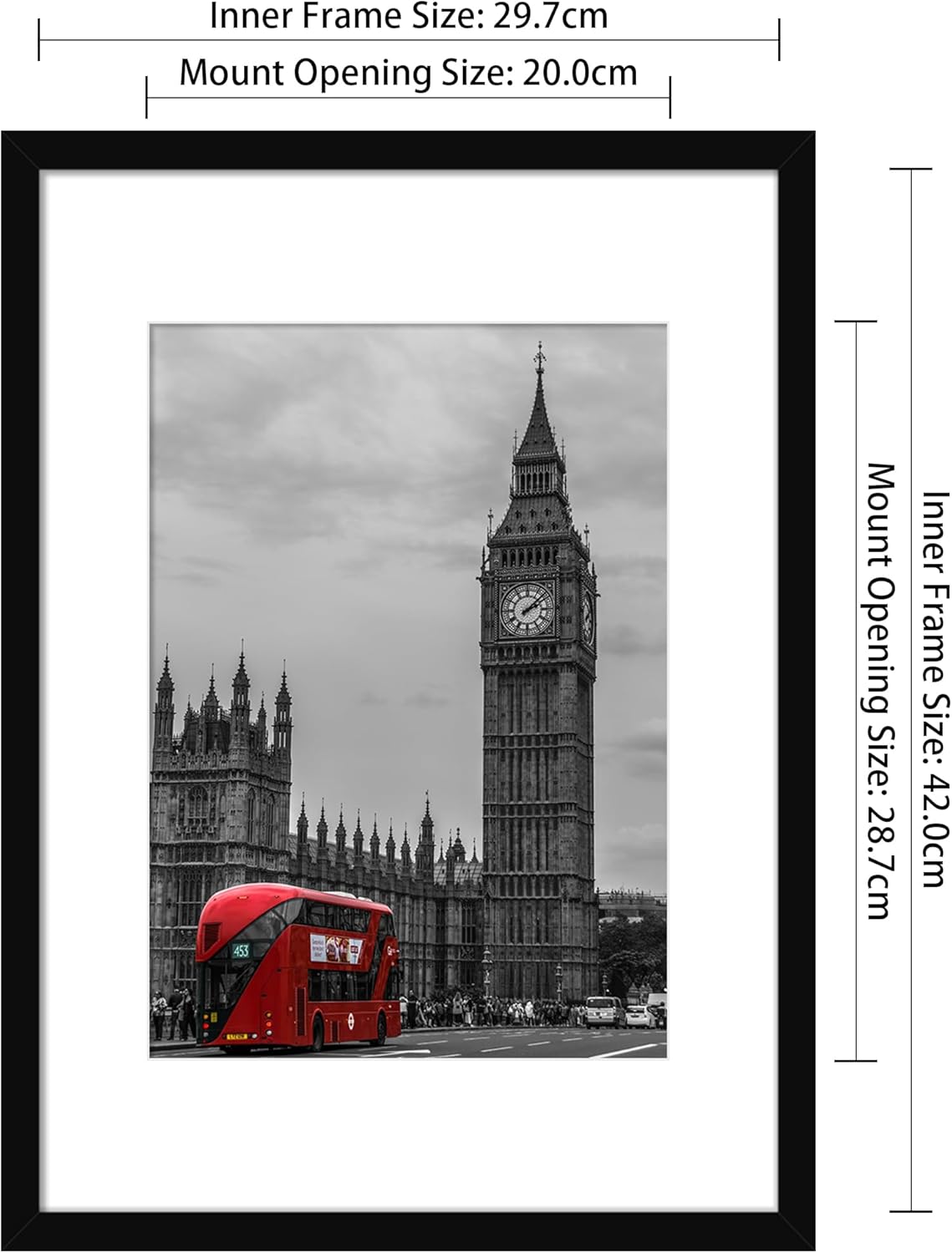 4 Pack A3 Black Picture Frame, Engineered Wood and Plexiglass, A3 Frame with Mou...
