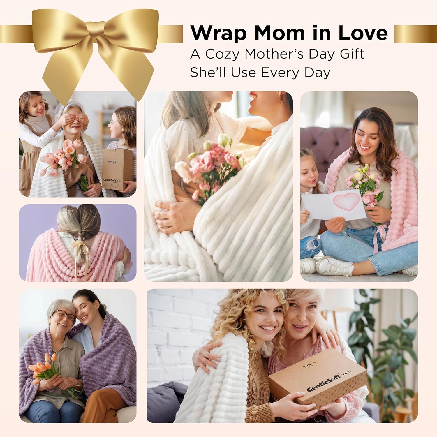 Bedsure GentleSoft White Throw Blanket for Couch - Mothers Gifts Day Graduation...