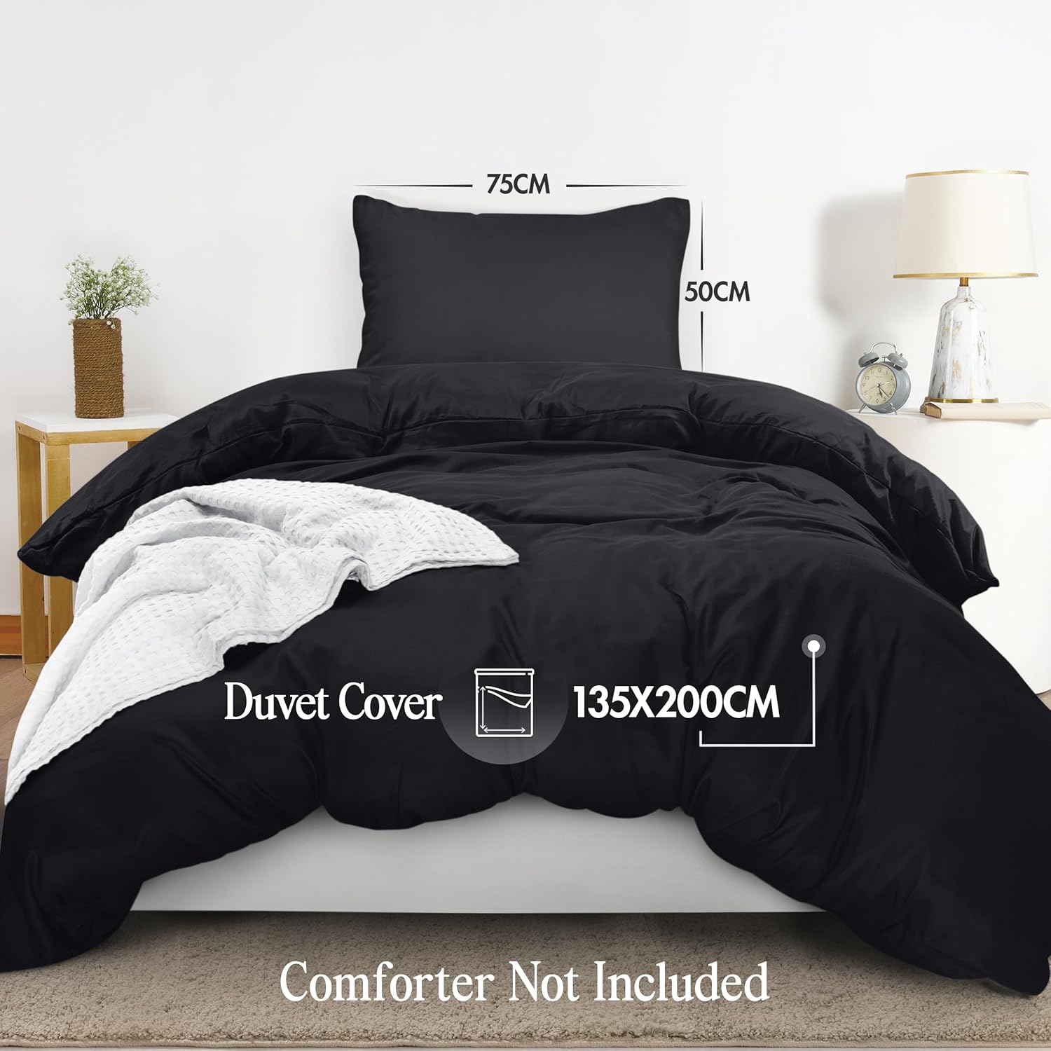 Utopia Bedding Single Duvet Cover Sets - Soft Microfibre Polyester Duvet Cover w...