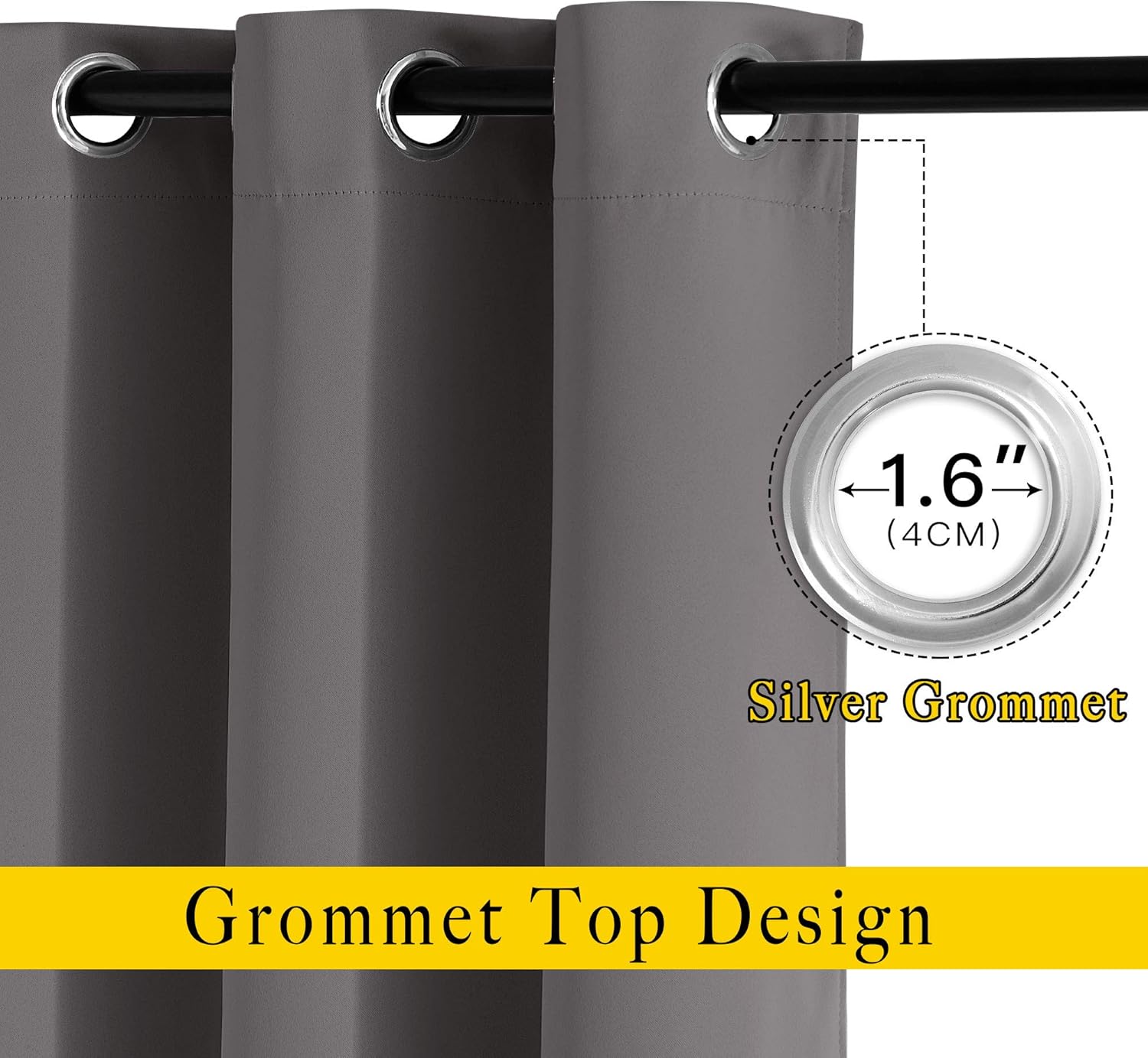 NICETOWN Gray Blackout Curtains for Bedroom 84 inches Long - Thermal Drapes Grom...