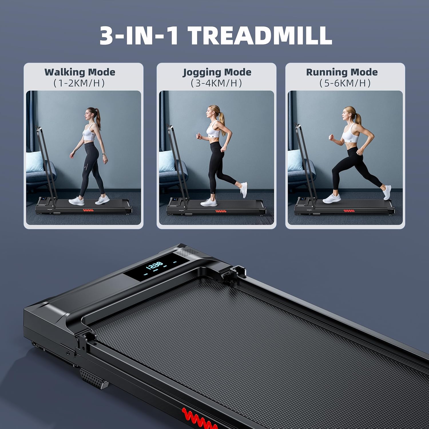 Walking Pad Treadmill for Home - Folding Treadmills with Handle Bar Portable Com...