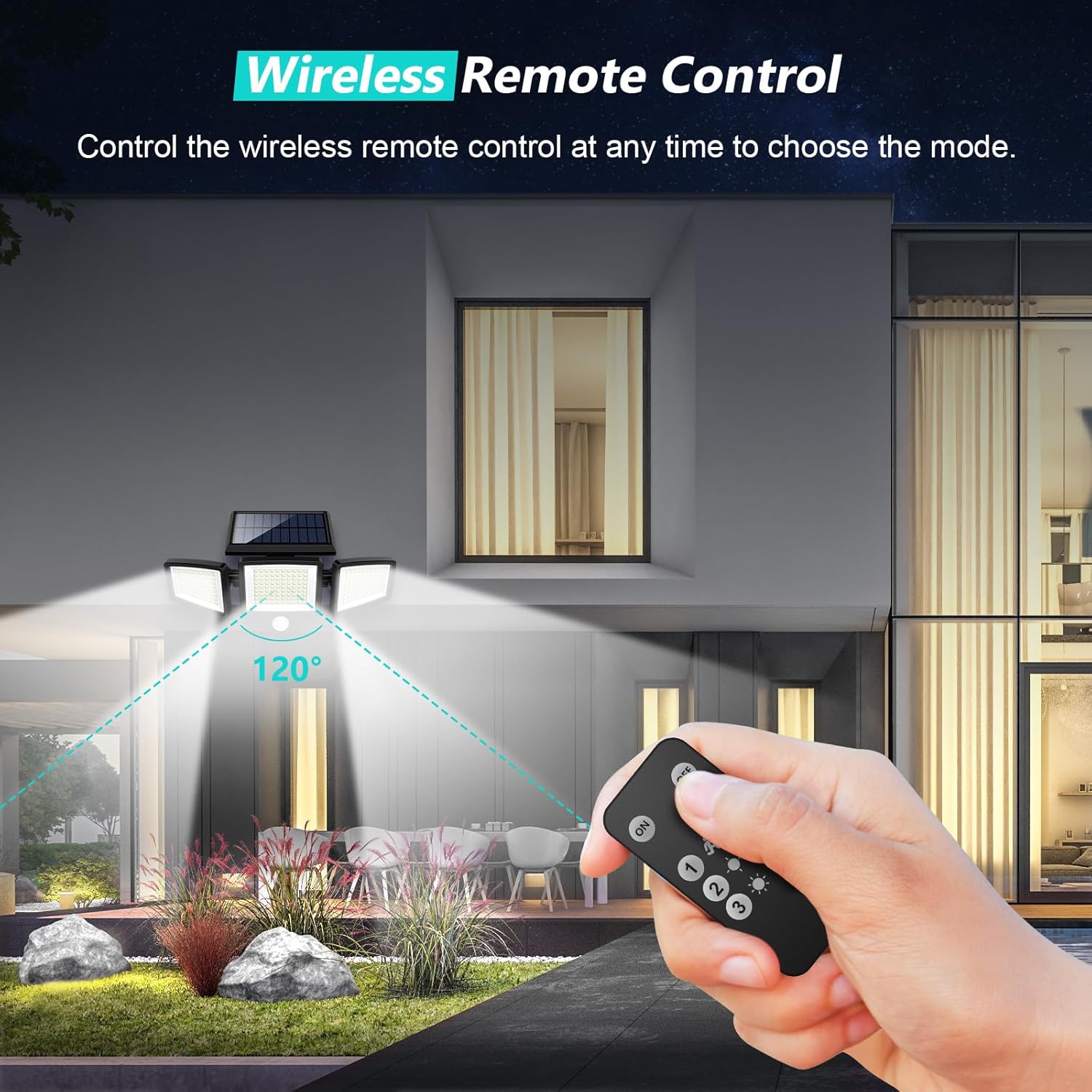 Tuffenough Solar Outdoor Lights 2500LM 210 LED Security Lights with Remote Contr...
