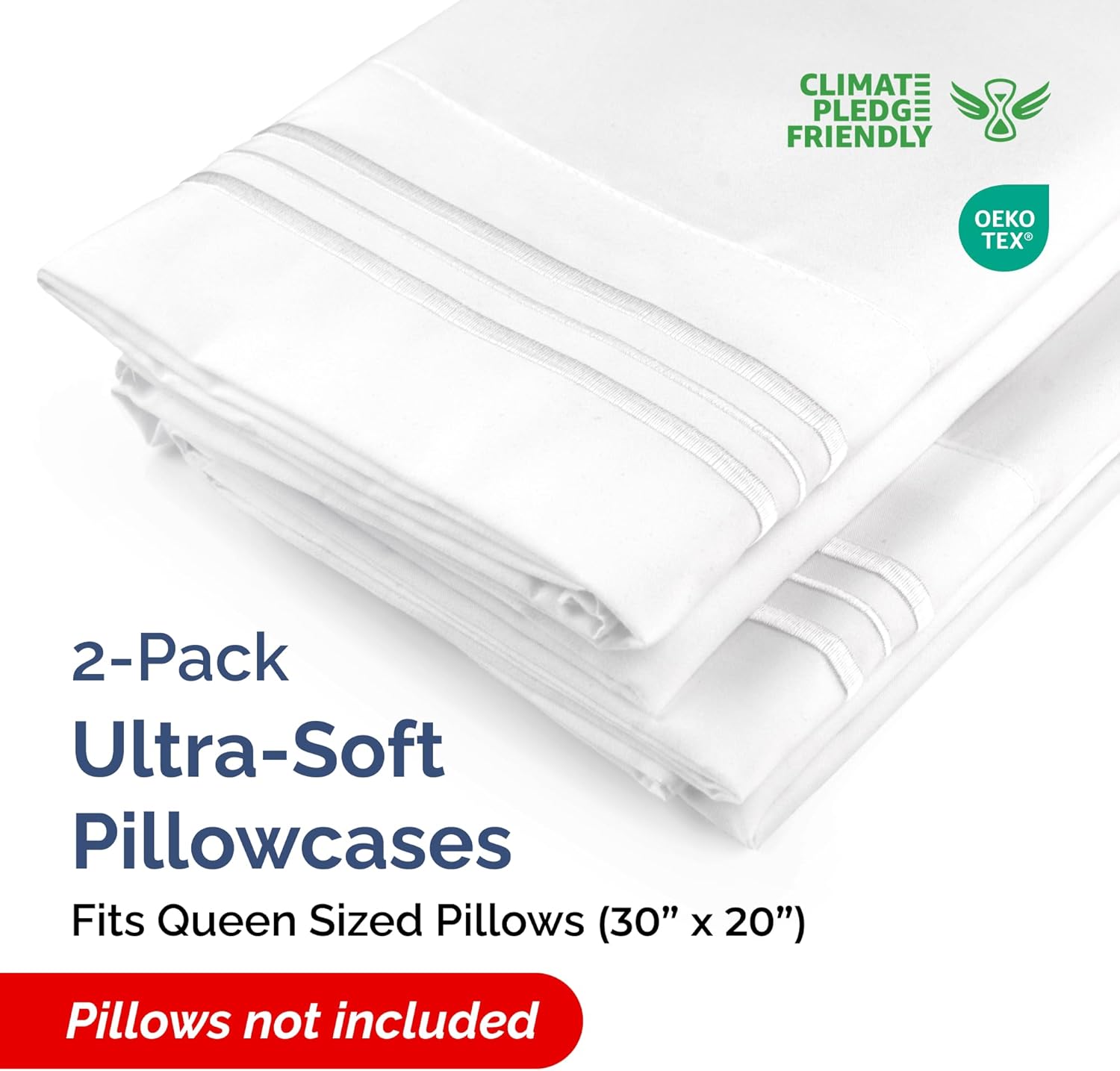 Queen Pillow Cases Set of 2 - Ultra Soft Hotel Quality Pillowcase Covers - Comfy...