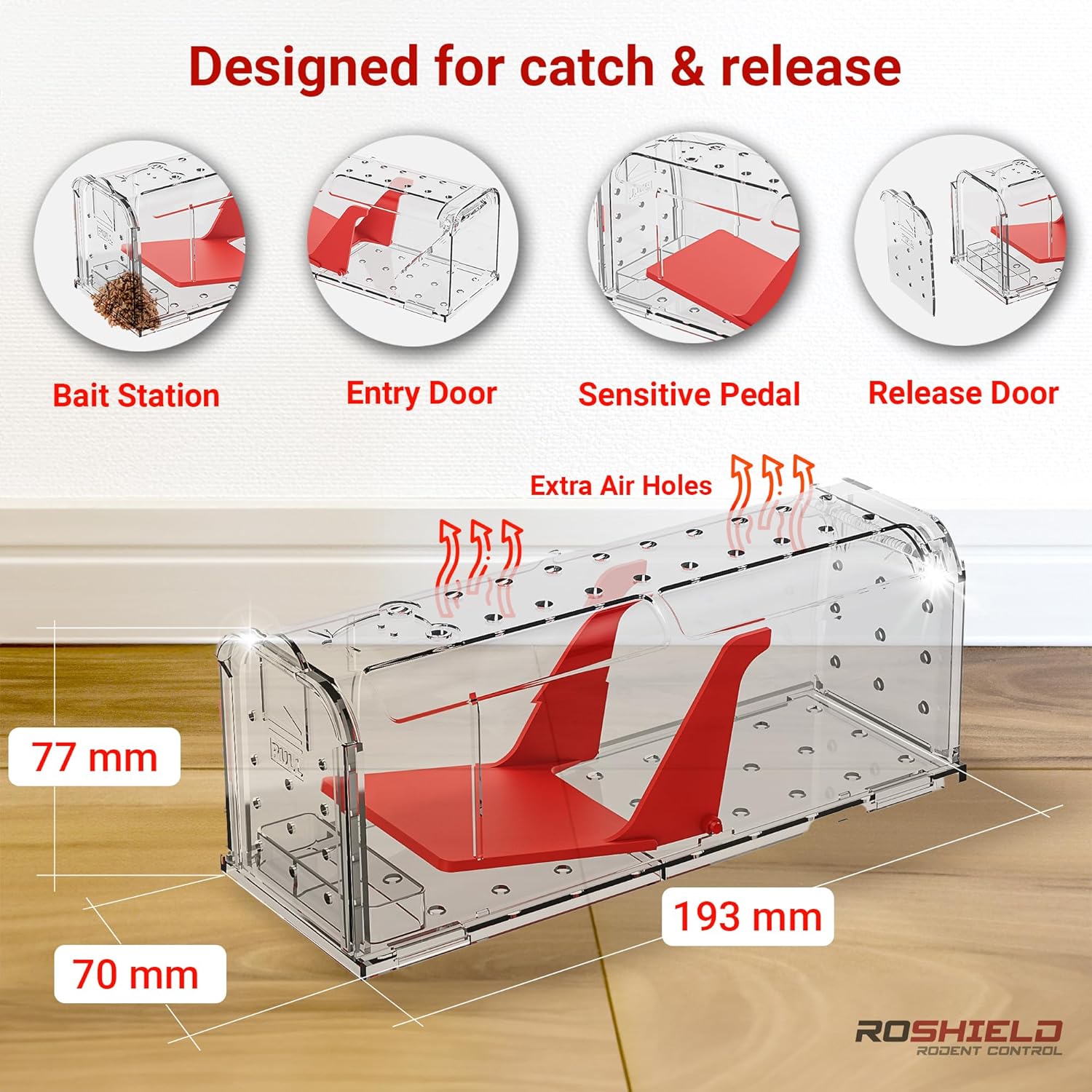 ROSHIELD 4 X Humane MOUSE Traps for Indoors and Outdoors, Duty Pest Trap for Cat...